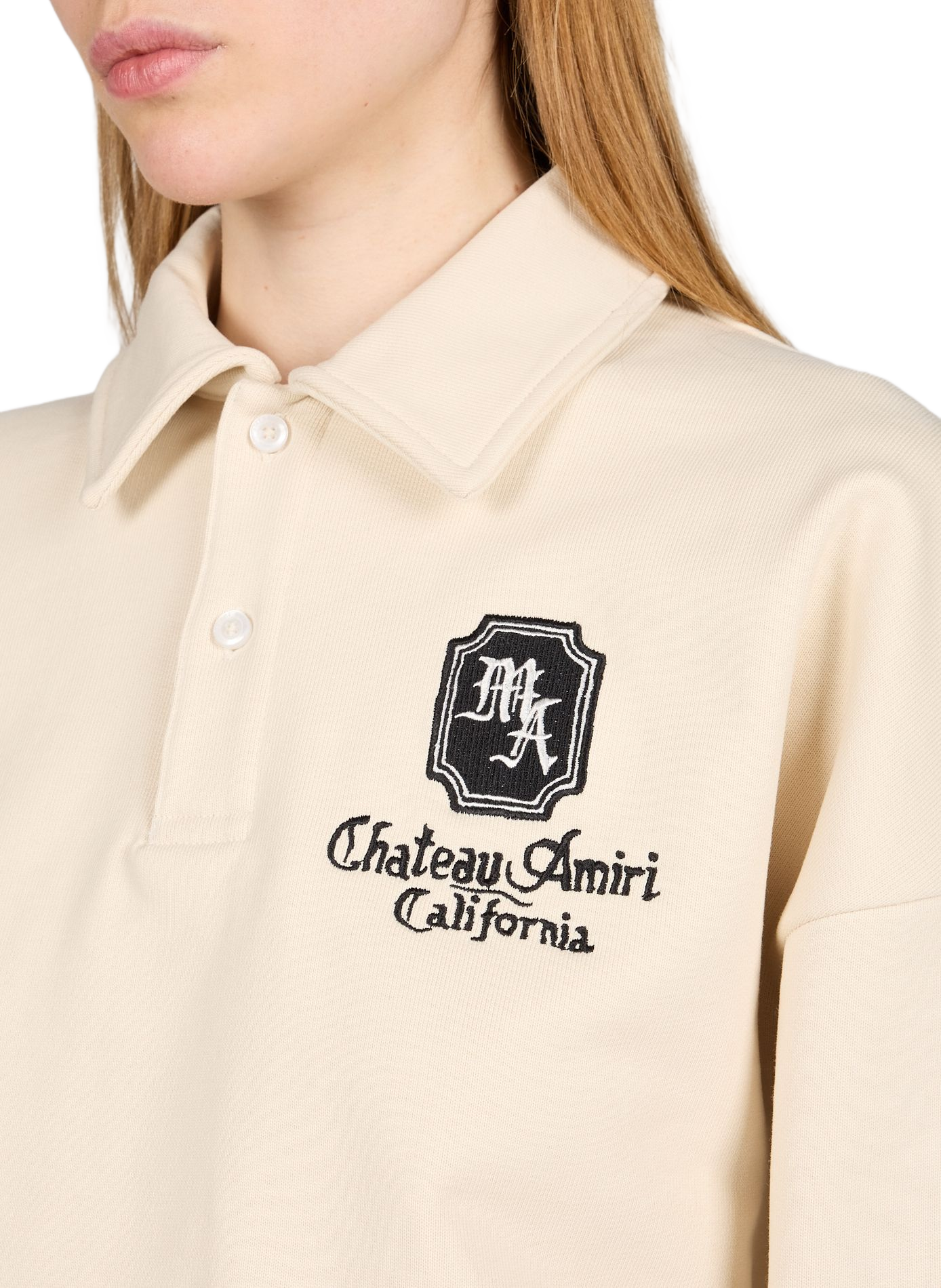 Pull brodé col polo en coton AMIRI Blanc