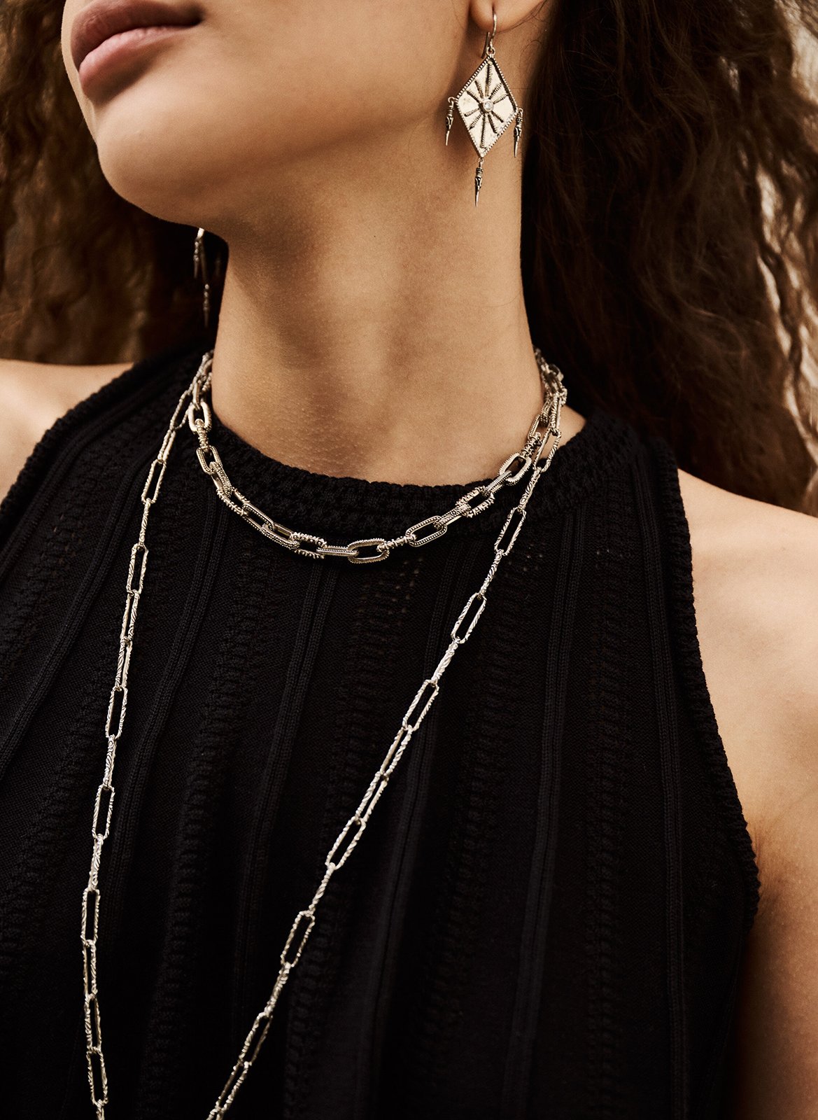 Top oversize en maille ajourée serres Noir