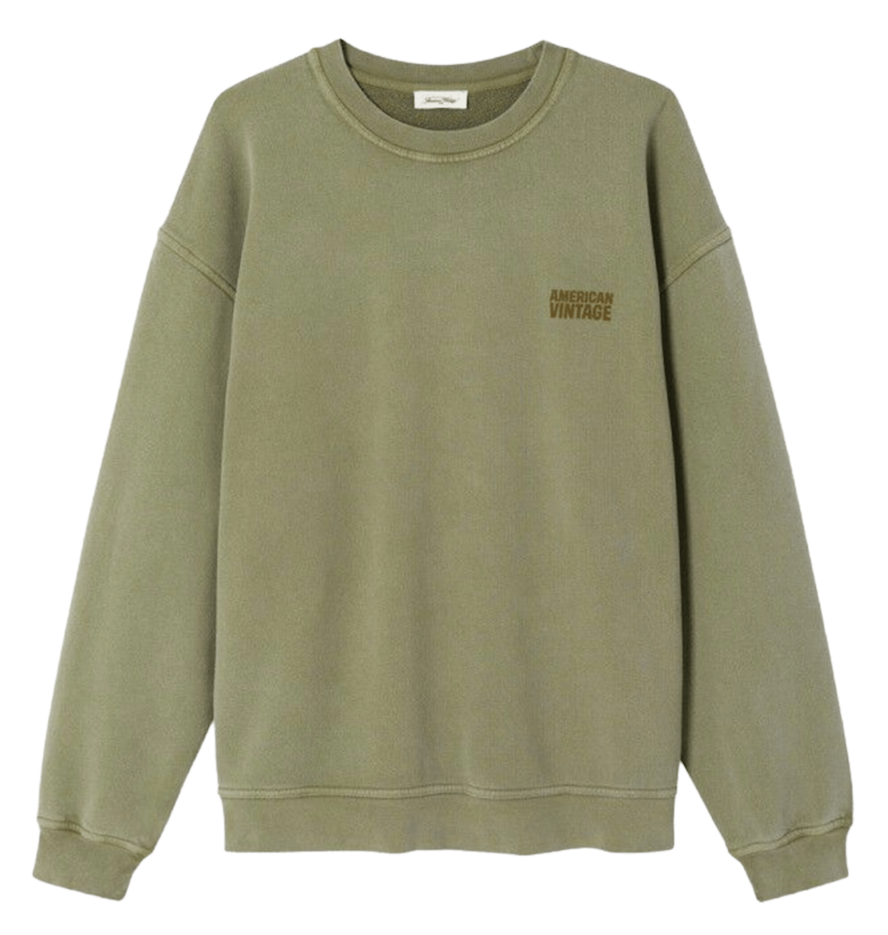 Sweat ample col rond sérigraphié en coton plizzy AMERICAN VINTAGE Vert