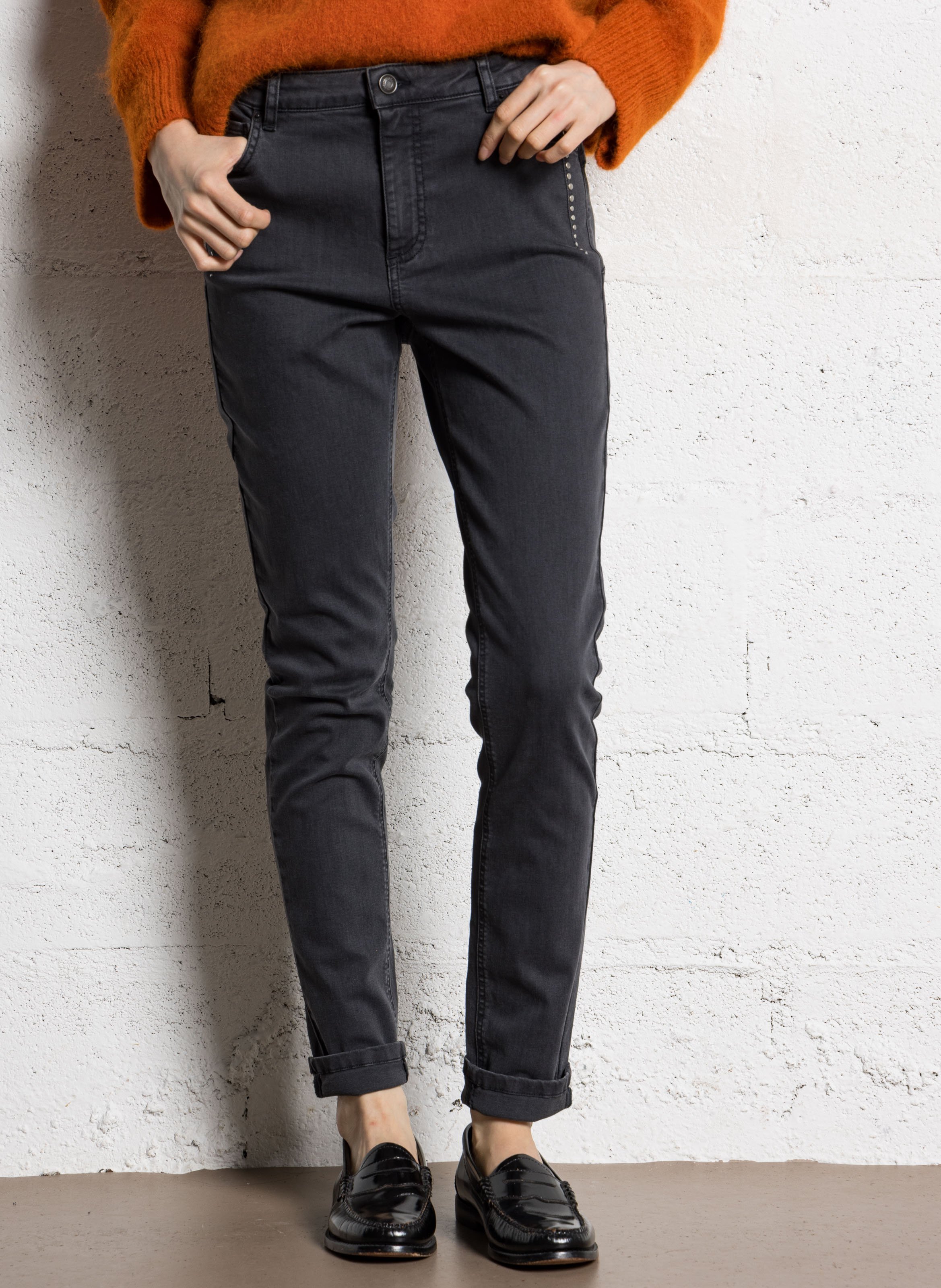 Jean slim en coton mélangé nina IKKS Gris
