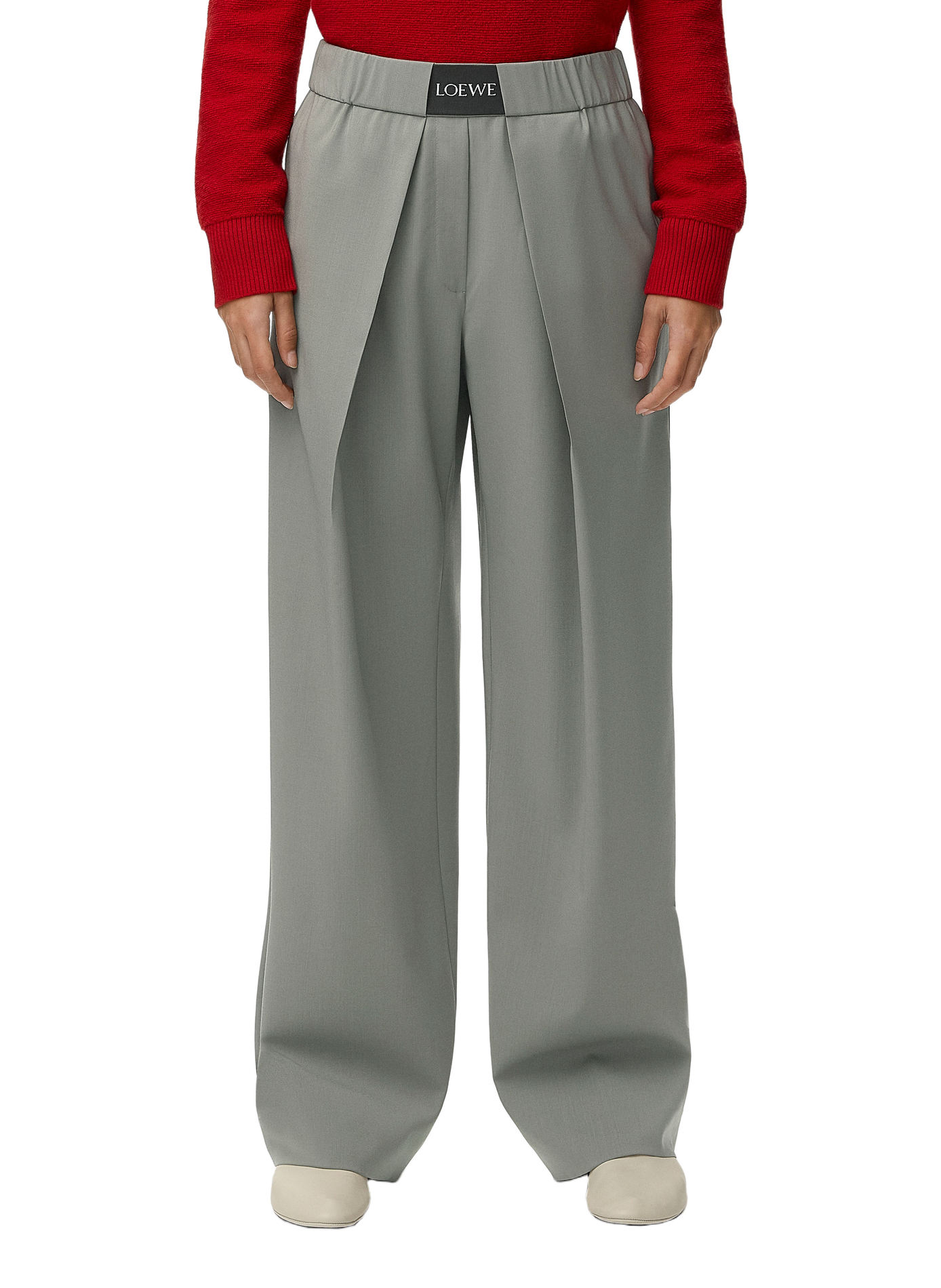 Pantalon élastiqué en laine LOEWE Vert