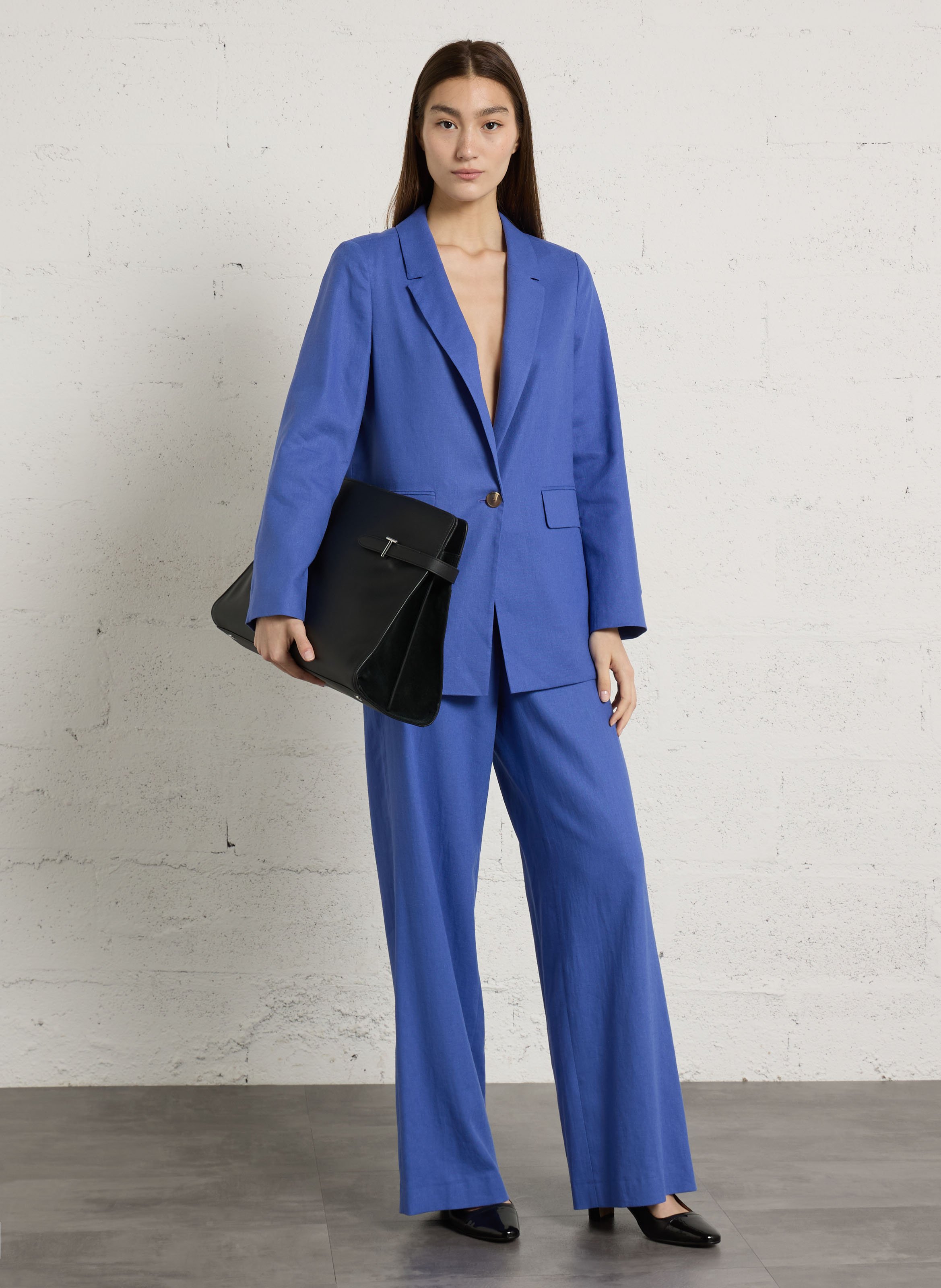 Veste tailleur droite unie en lin mélangé nelia | Violet MAISON 123 Femme