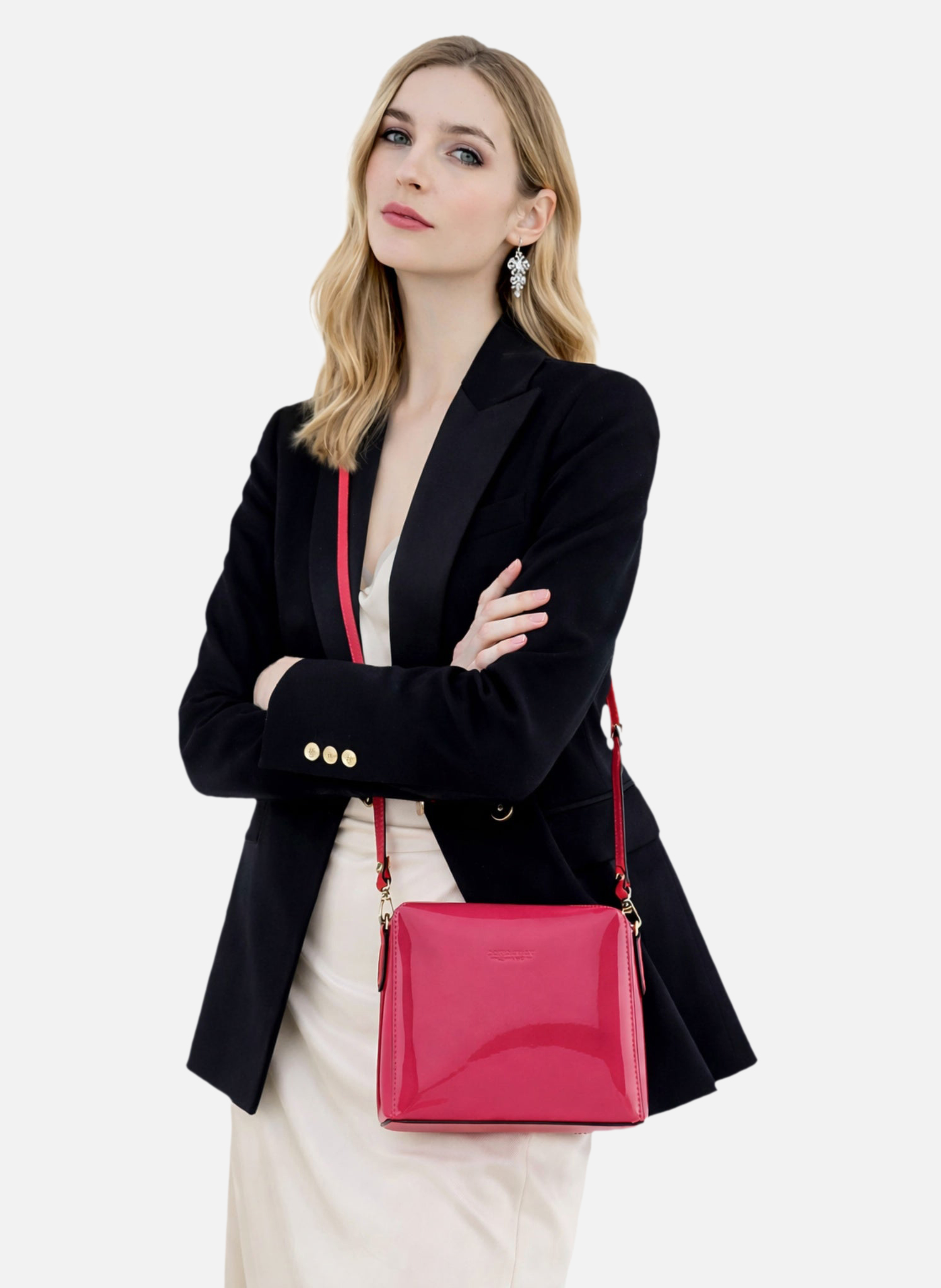 Cassetta vernis | sac porté épaule en cuir de vachette | Rose POURCHET Femme