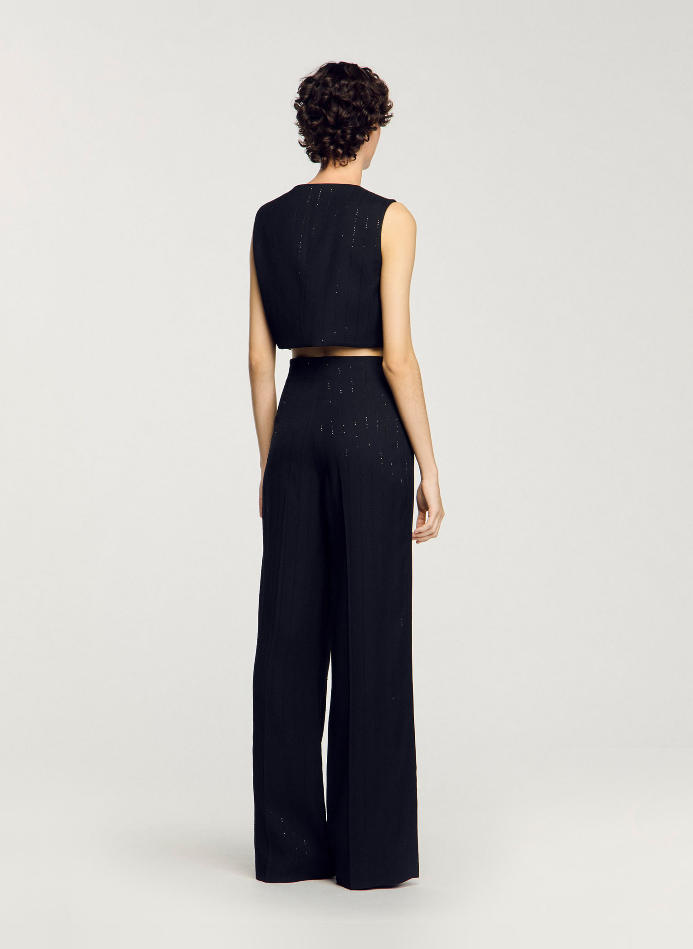 Veston de costume rayé à sequins SANDRO Noir