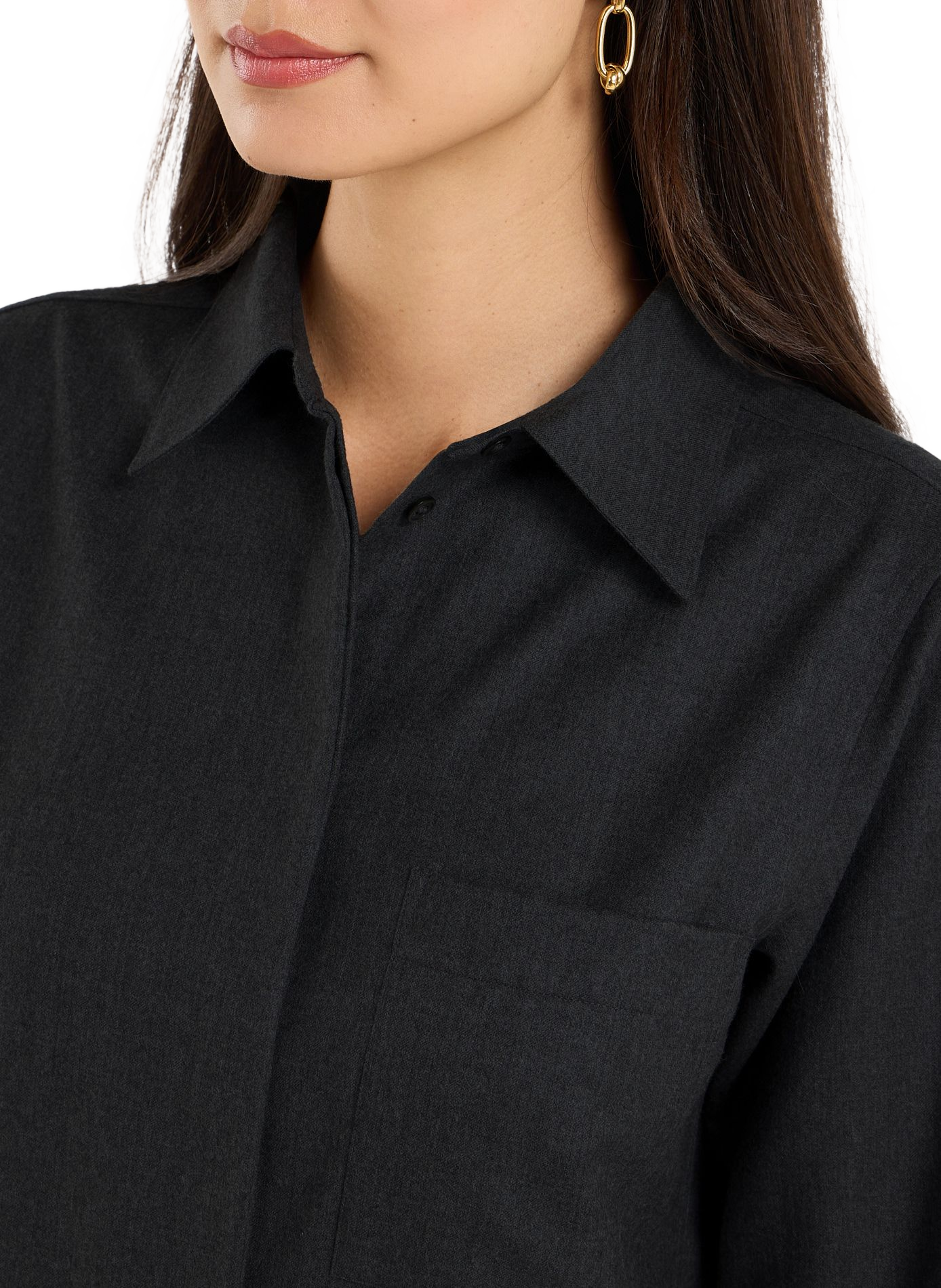 Chemise col classique en laine SAISON 1865 Gris