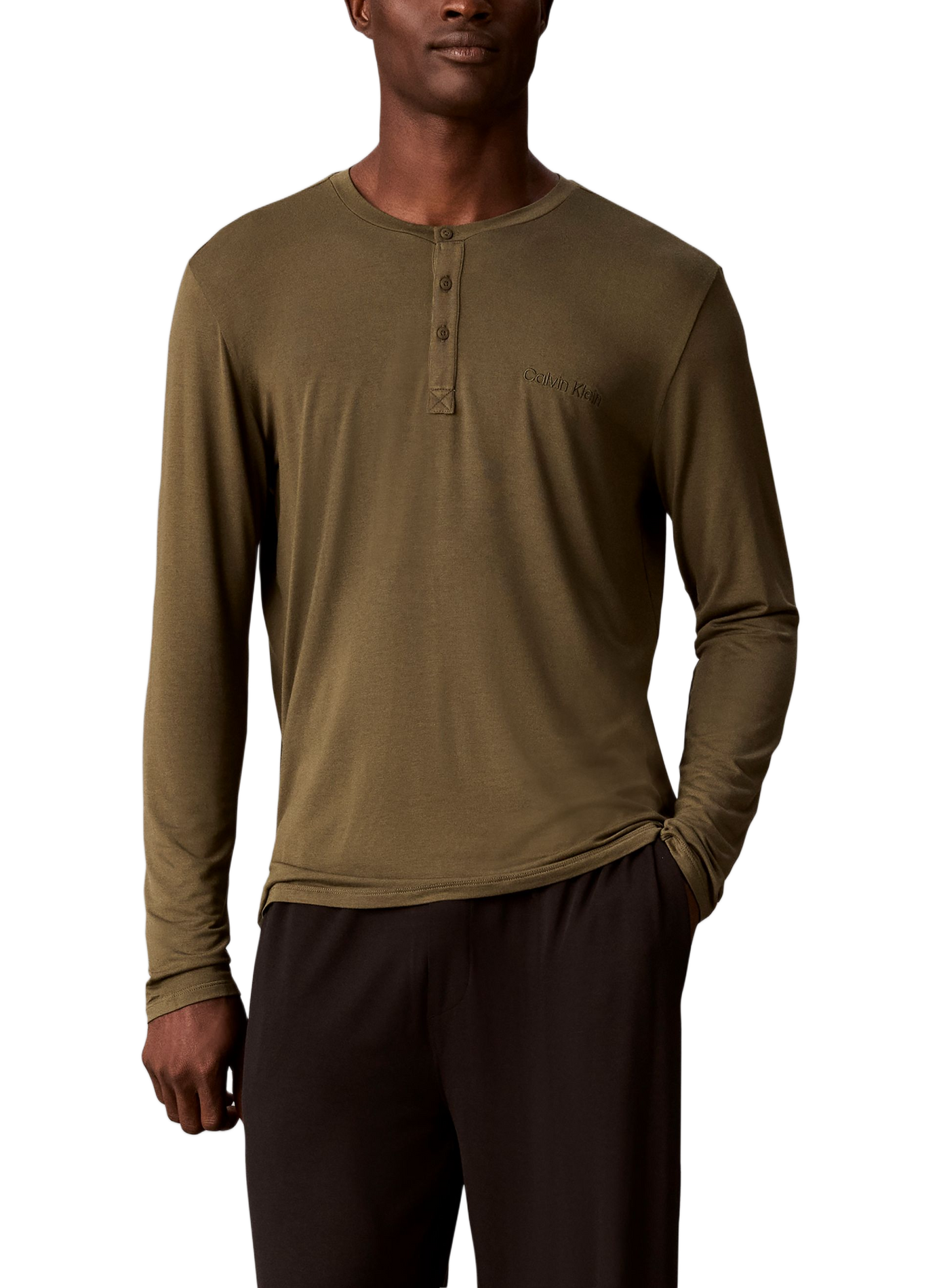 Pyjama-Langarm-T-Shirt CALVIN KLEIN Khaki