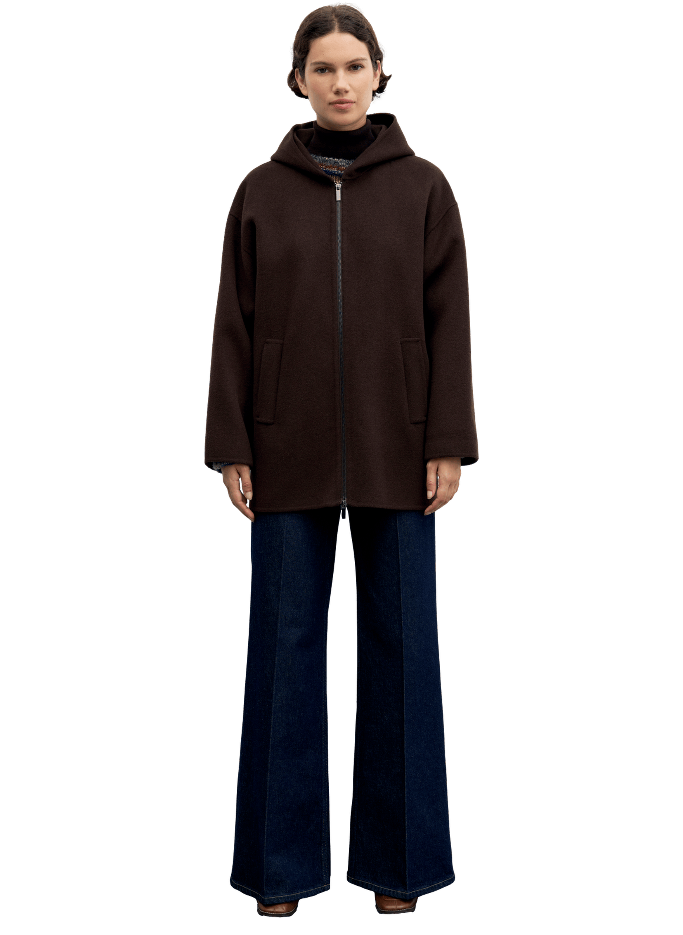 Manteau à capuche en laine double face - alva GERARD DAREL Marron