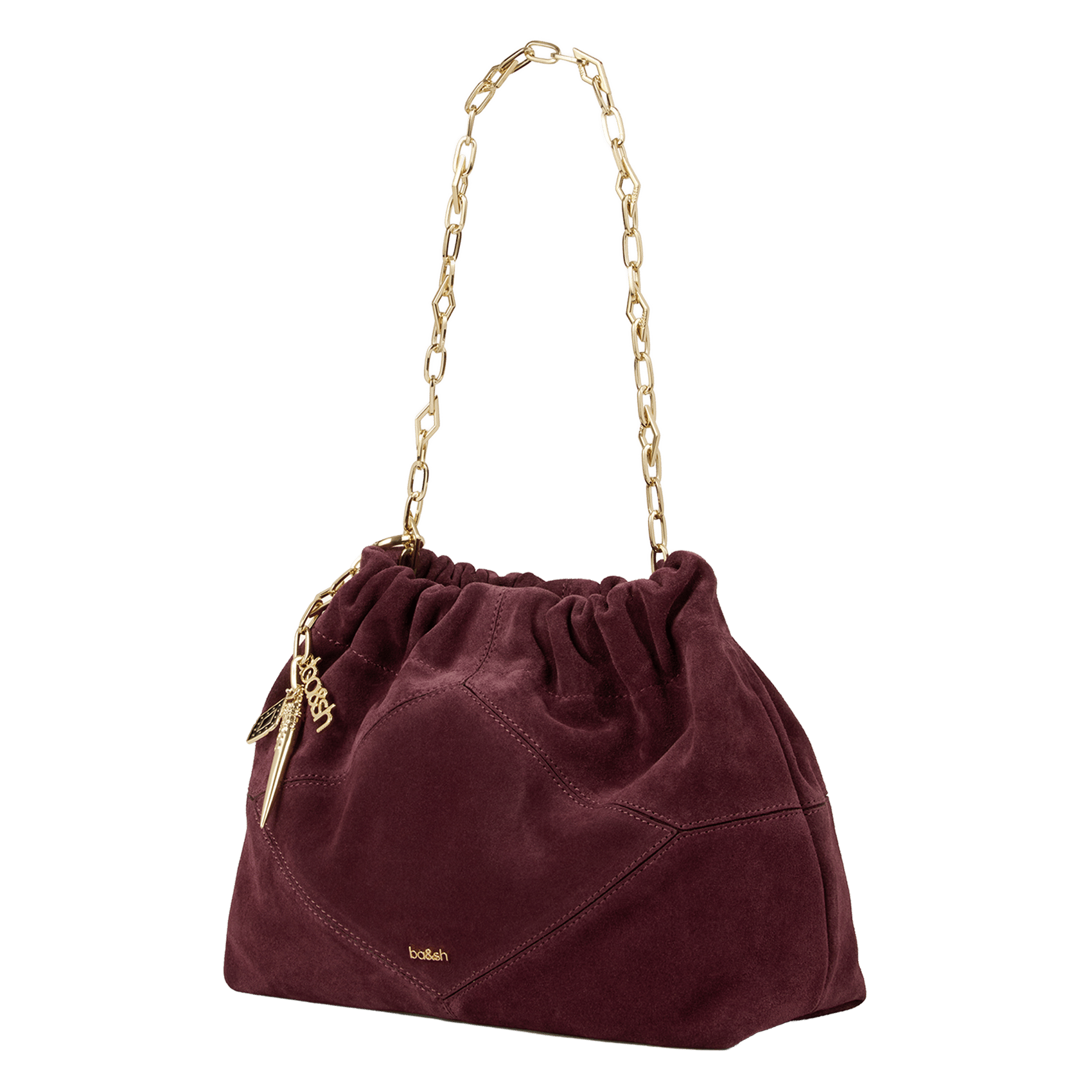 Sac porté épaule en cuir mini june tote BA&SH Violet
