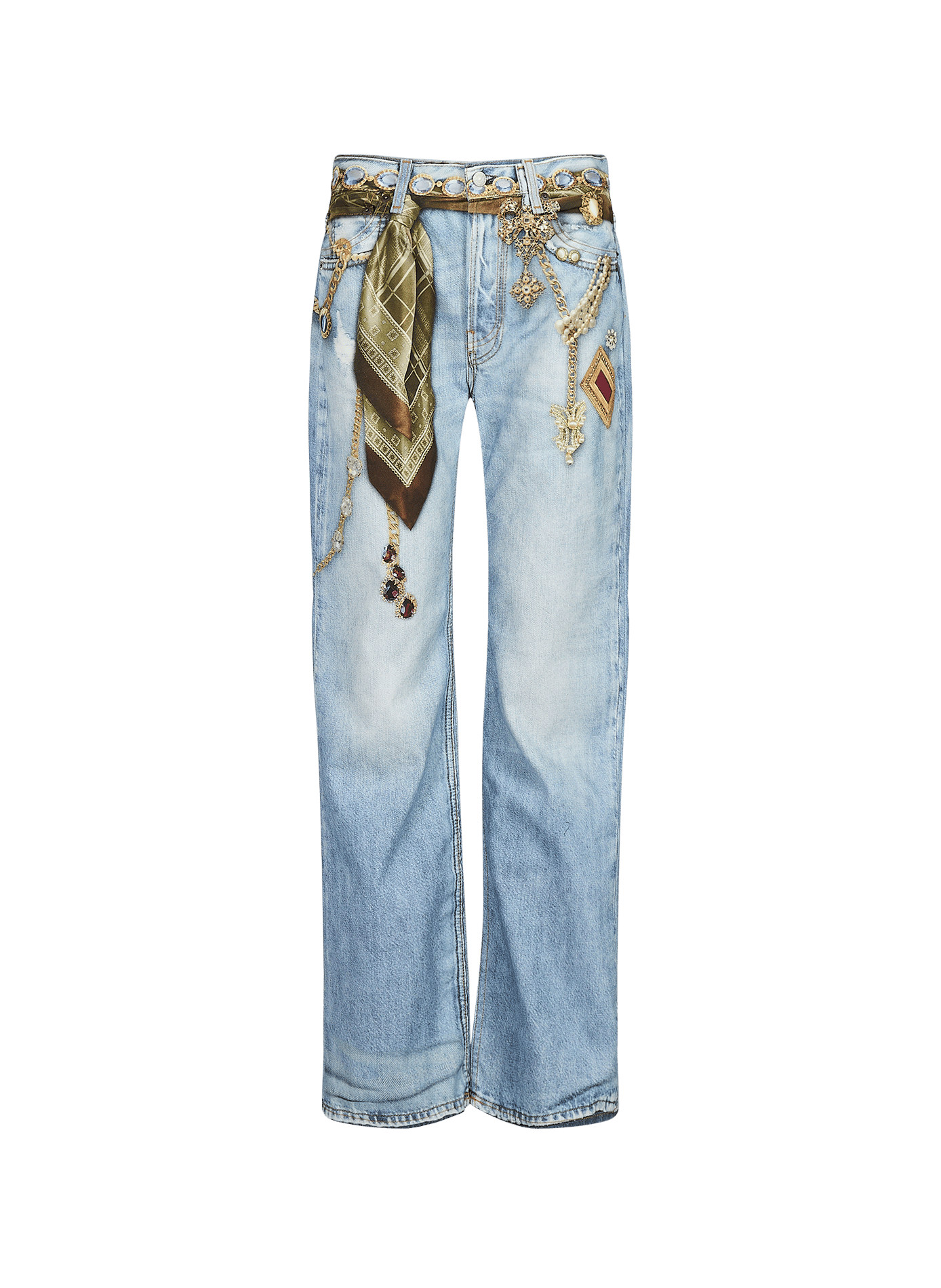 Straight cotton printed jeans ACNE STUDIOS Blue