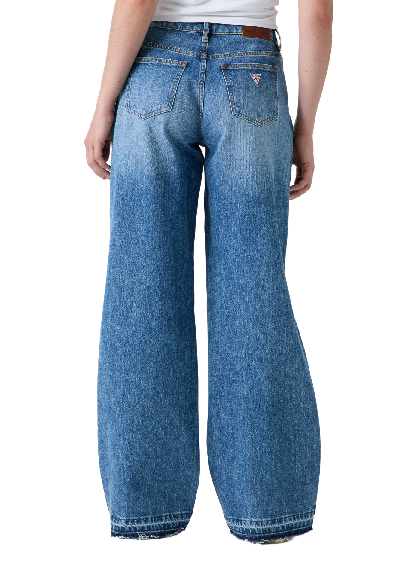 Wide-leg faded cotton-blend jeans GUESS Blue