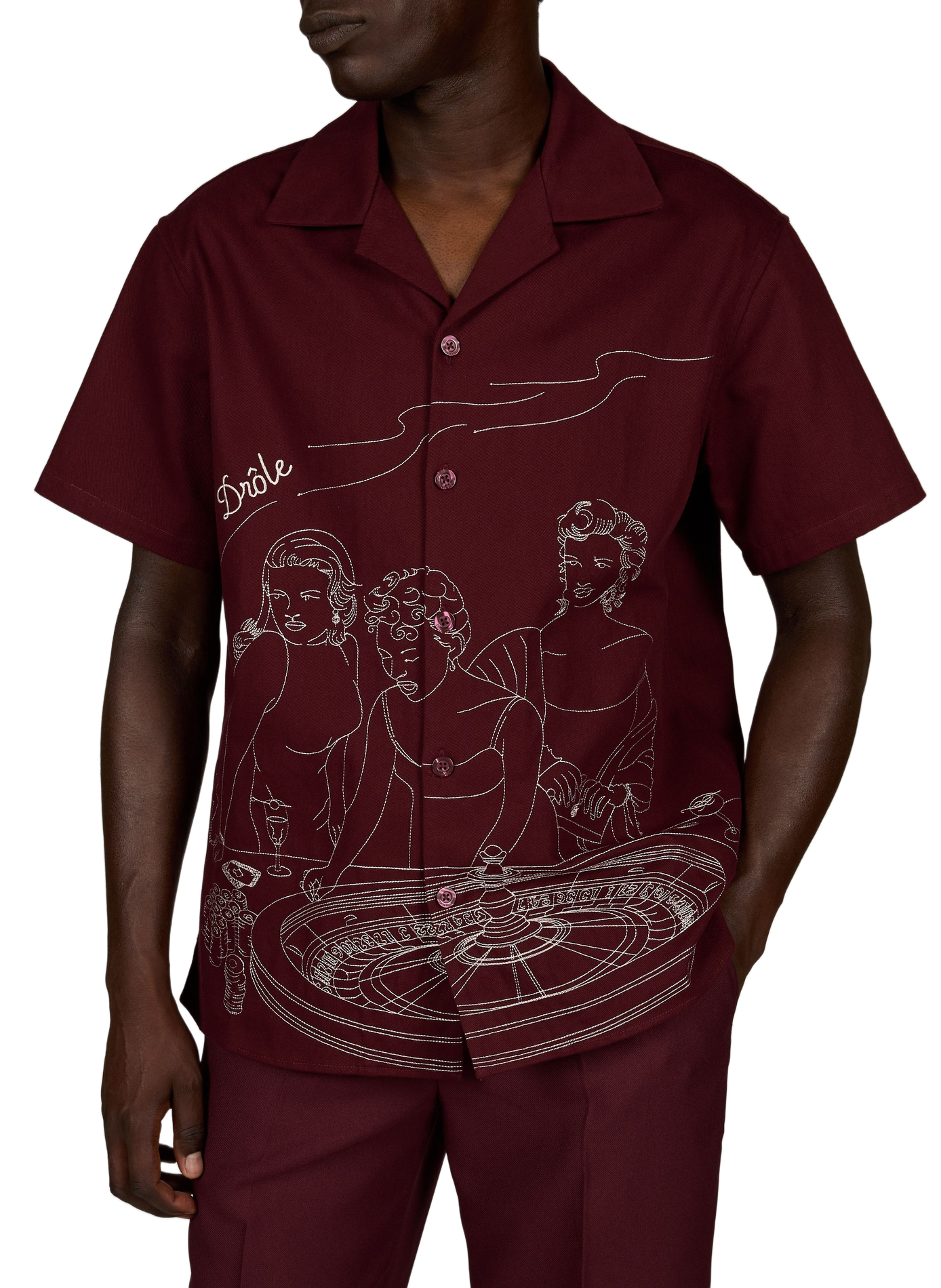 Embroidered short-sleeved shirt DROLE DE MONSIEUR Red