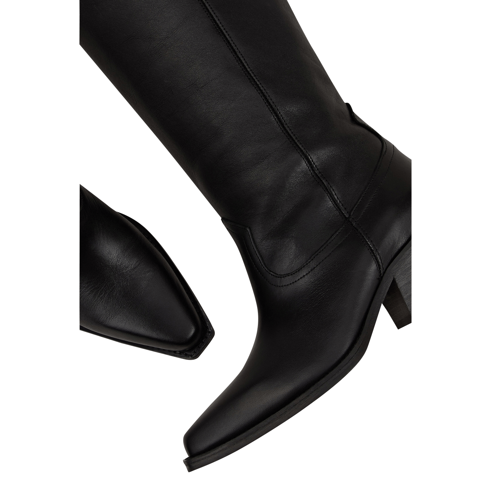 Bottines mi-hautes unies en cuir high cowby BA&SH Noir