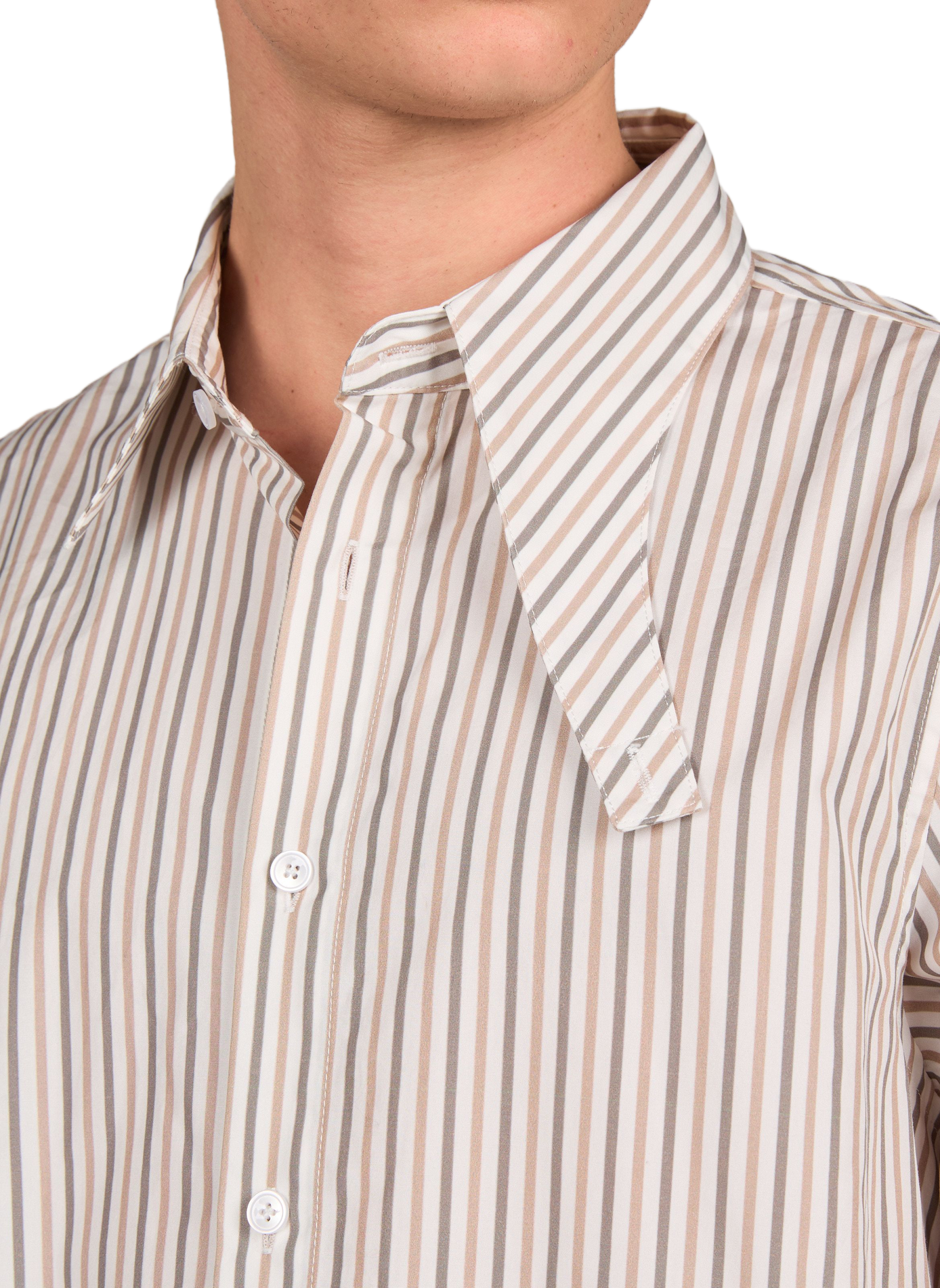 Long-sleeved striped cotton shirt KIDSUPER White