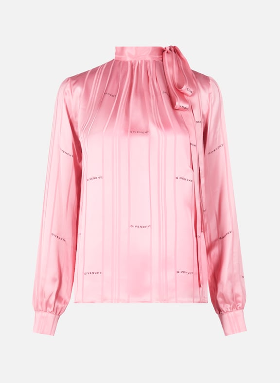 Blouse à lavallière satinée Rose by GIVENCHY GIVENCHY Blouse à lavallière satinée Rose