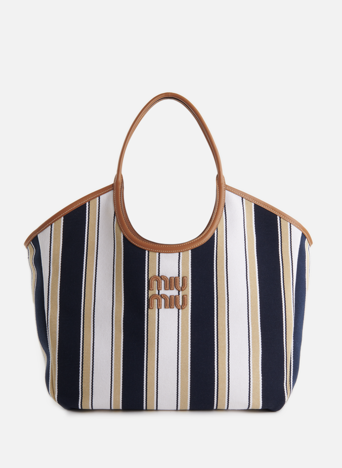 Striped canvas tote bag  MIU MIU