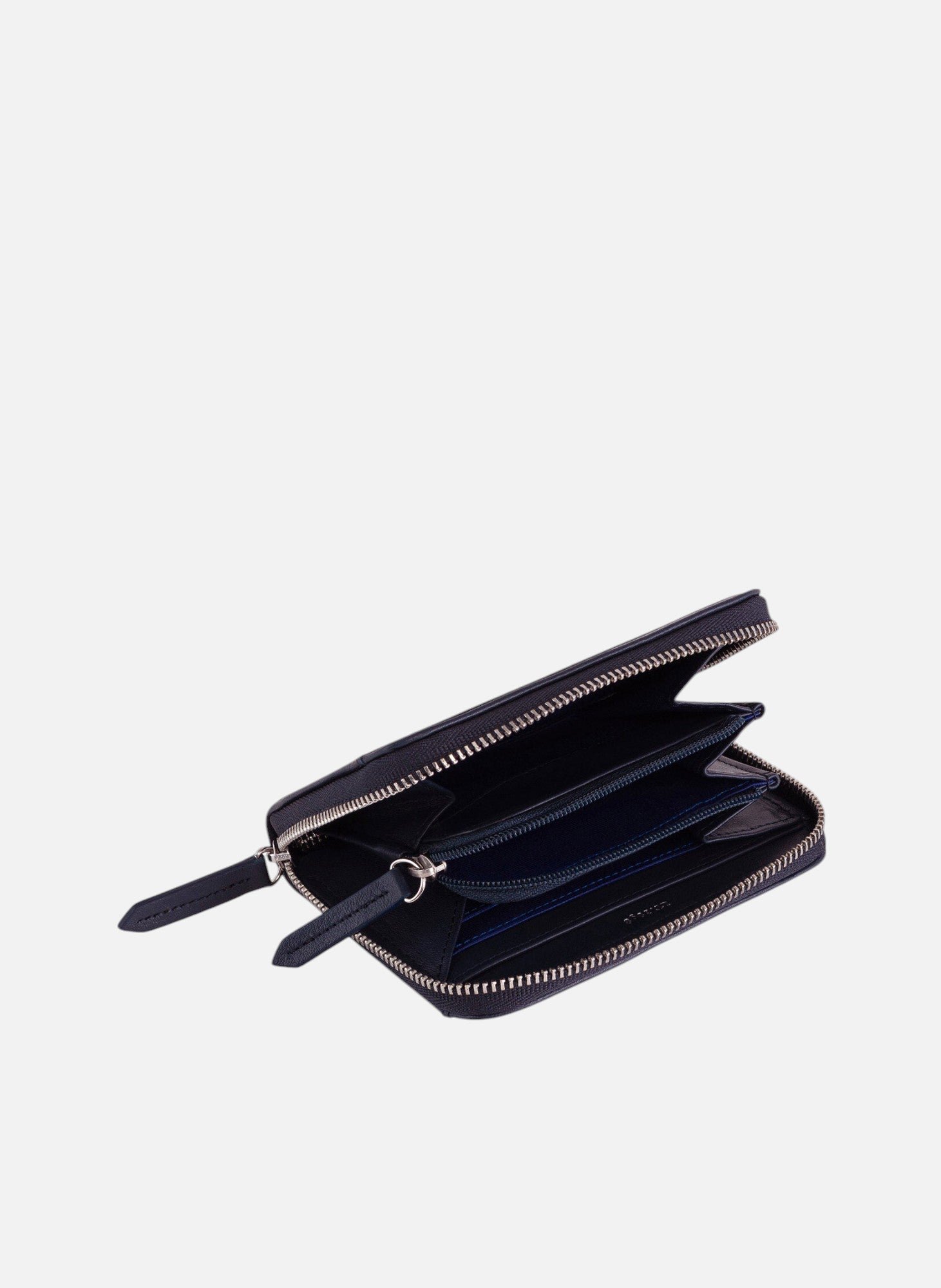 Porte monnaie zippé avec porte cartes amovible charlotte en cuir lisse LE TANNEUR Bleu