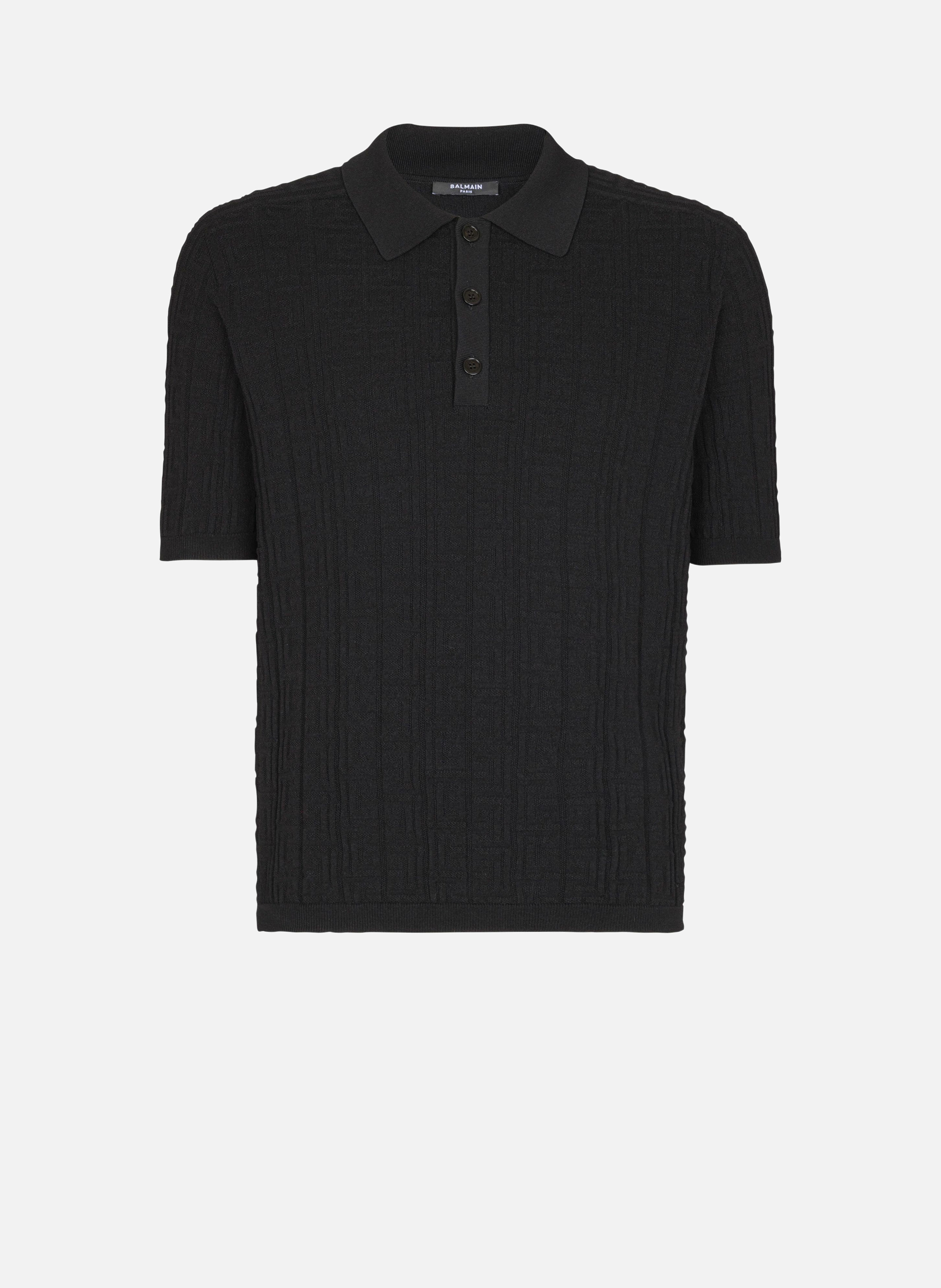 Polo en maille monogrammée BALMAIN Noir