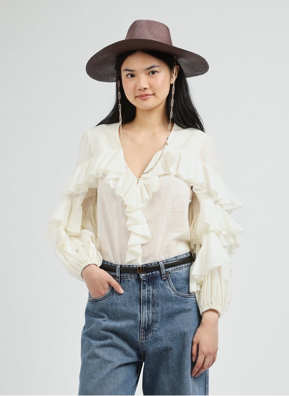 Blouse Acacia à volants Beige by ZIMMERMANN ZIMMERMANN Blouse Acacia à volants Beige