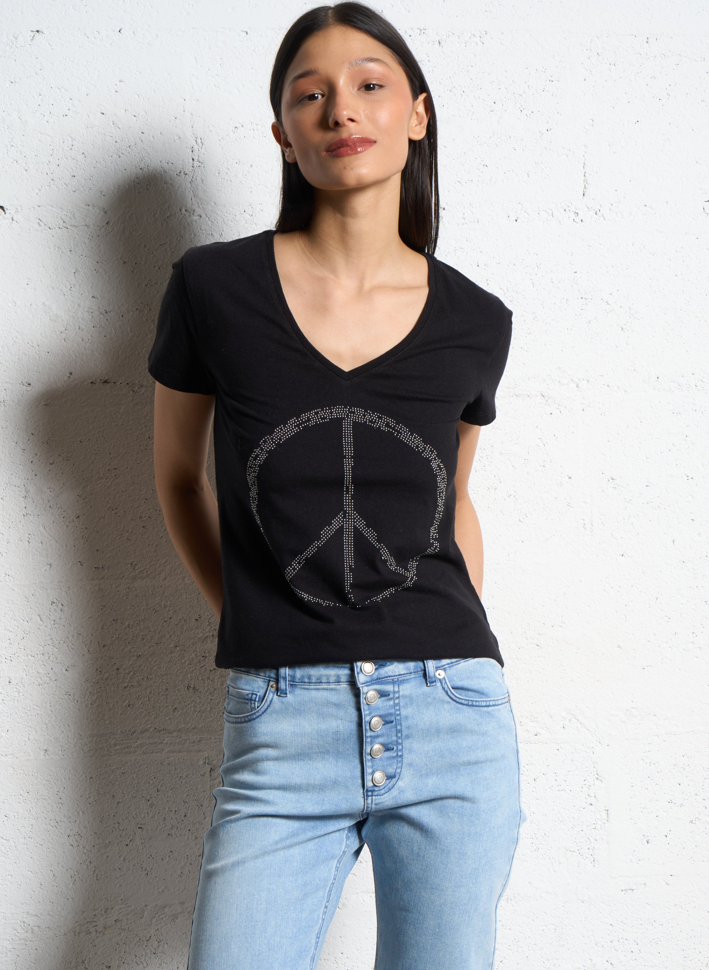 Jean droit cropped à braguette boutonnée janis IKKS Bleu