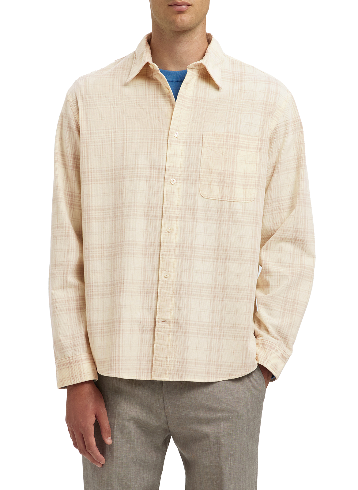 SELECTED Classic checkered cotton shirt Beige