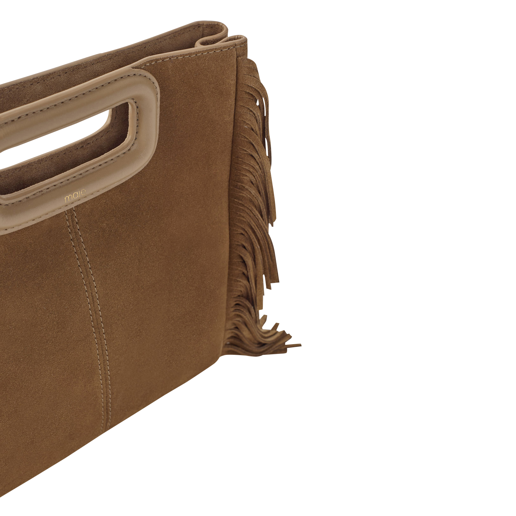 Sac bandoulière à studs en cuir m MAJE Marron