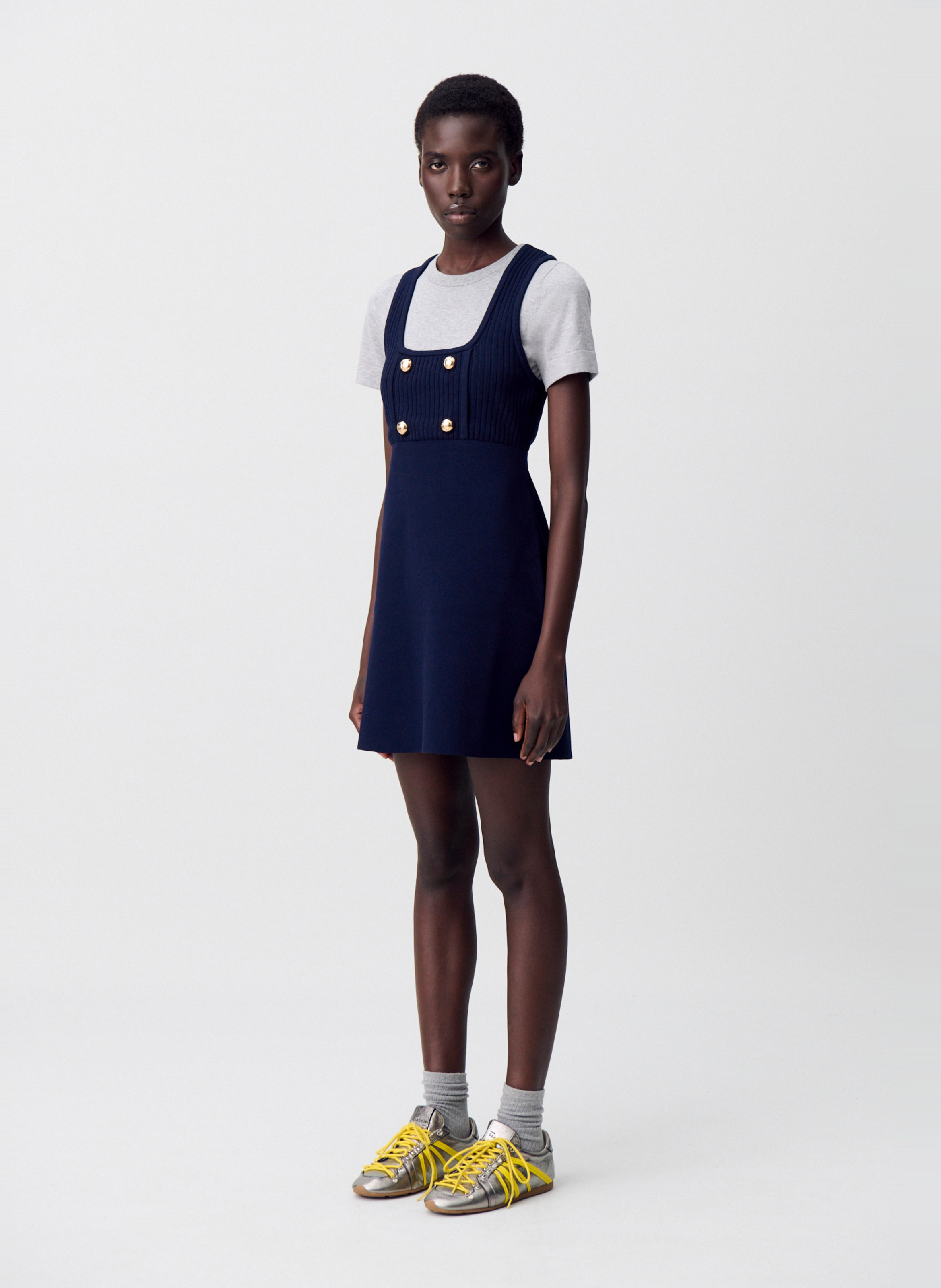 Robe courte col rond en maille melina Multicolore