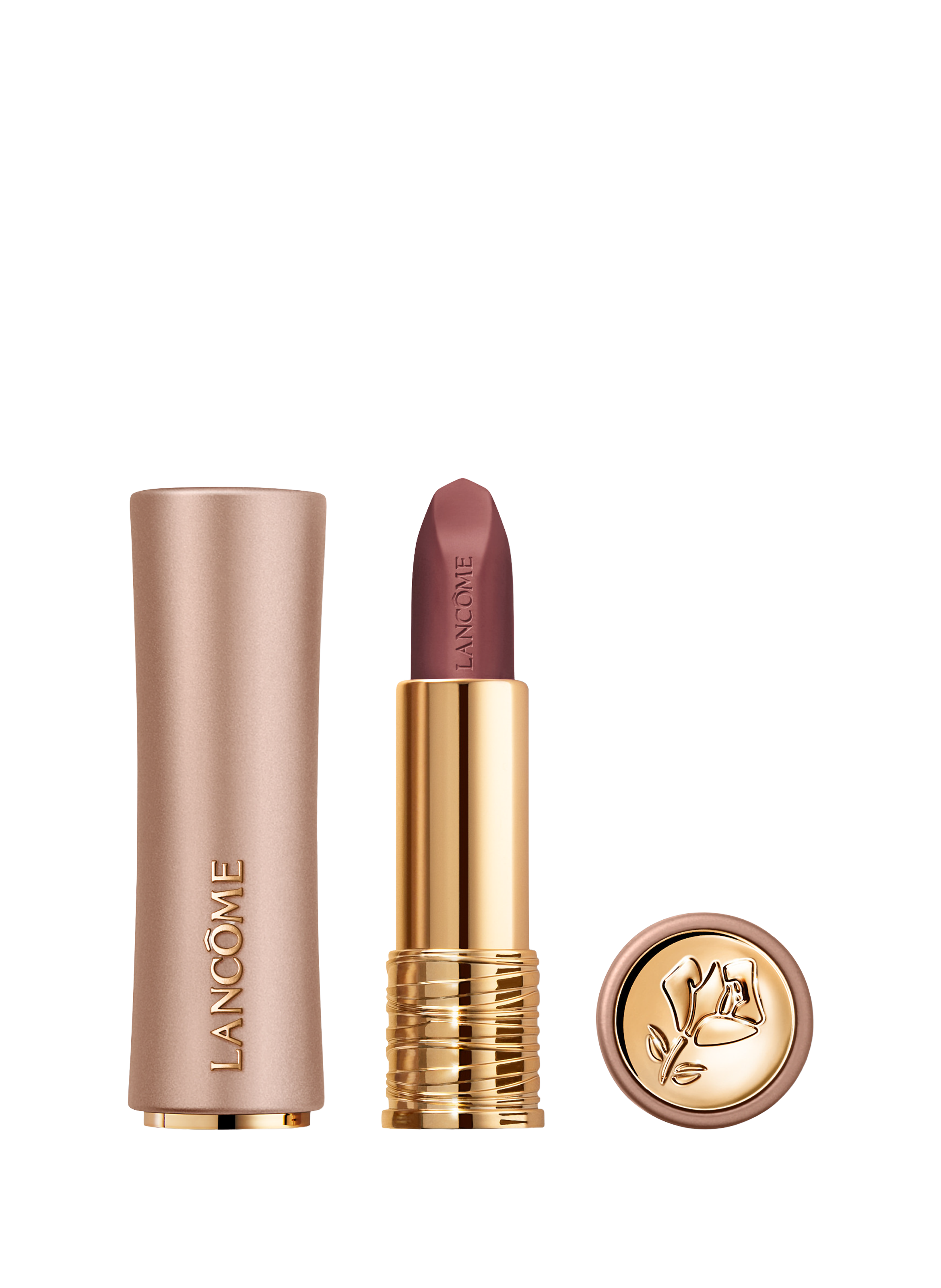 LANCÔME The Absolute Red - Matte blurred effect lipstick sensation of bare lips 121 brown sans filtre