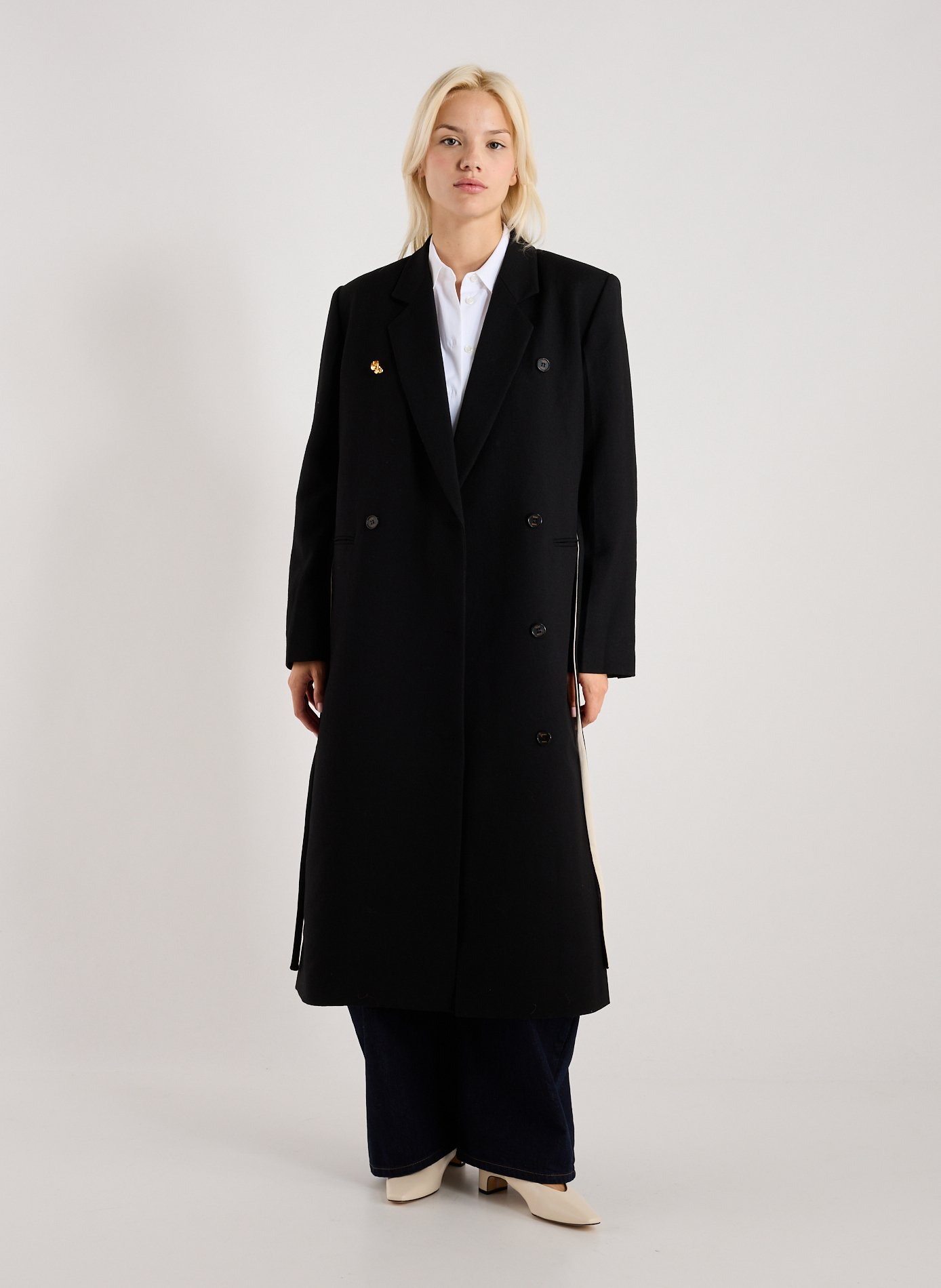 Single-breasted wool Coat EENK Black