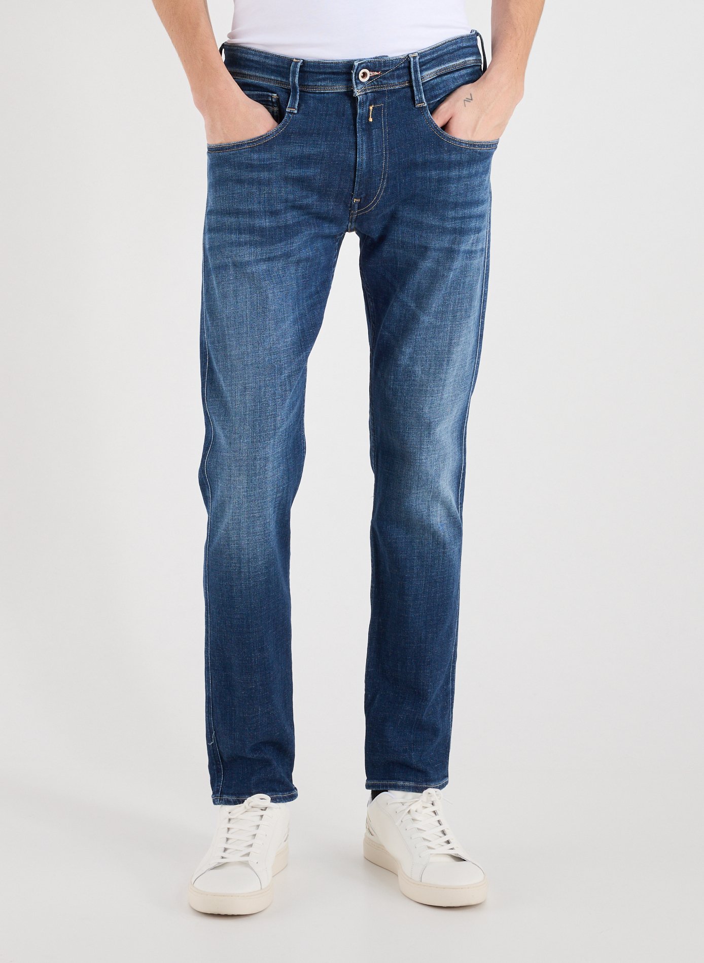 Jeans déchiré en coton mélangé Bleu by REPLAY REPLAY Jeans déchiré en coton mélangé Bleu
