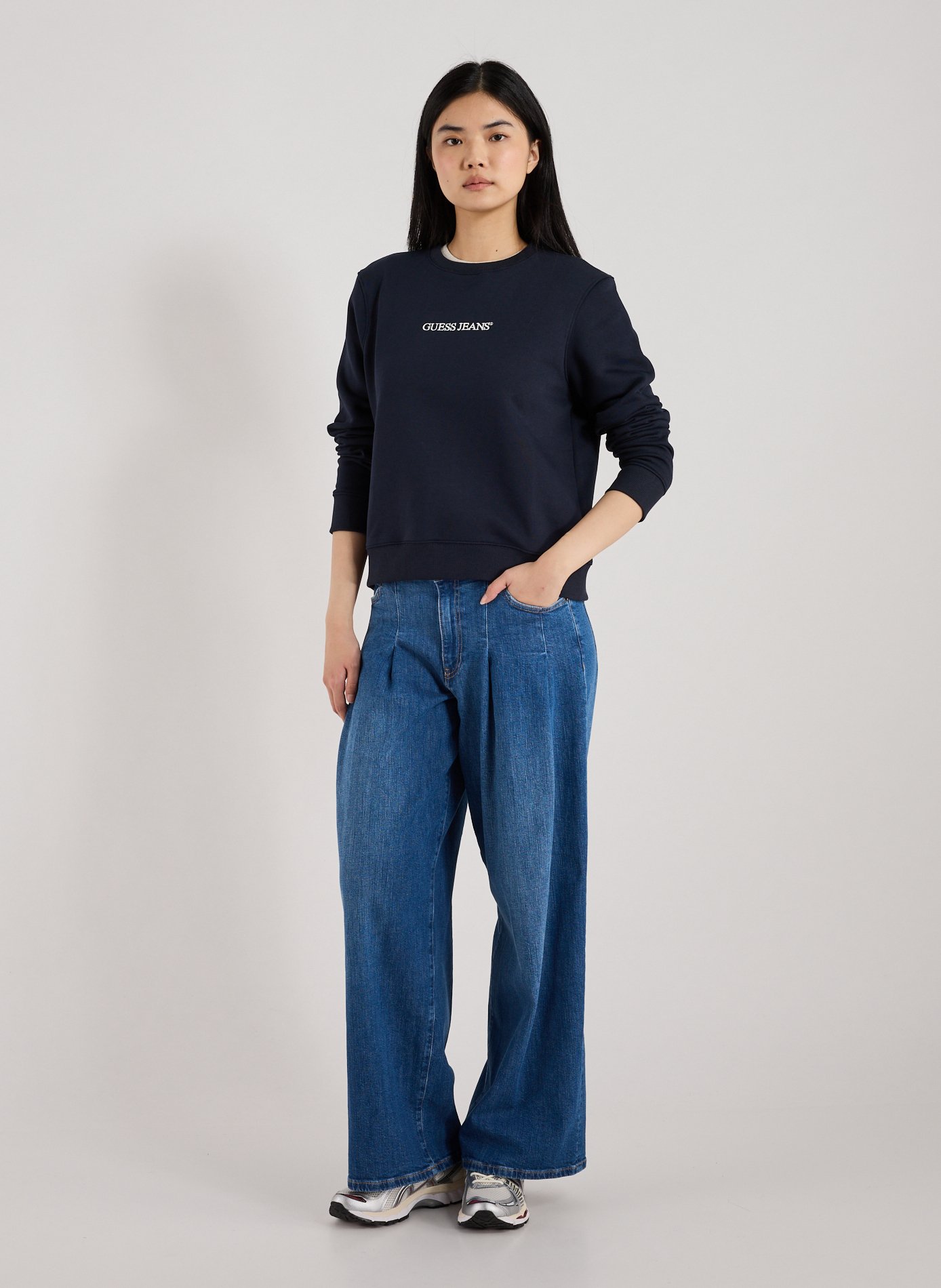 Cotton sweatshirt GUESS Blue