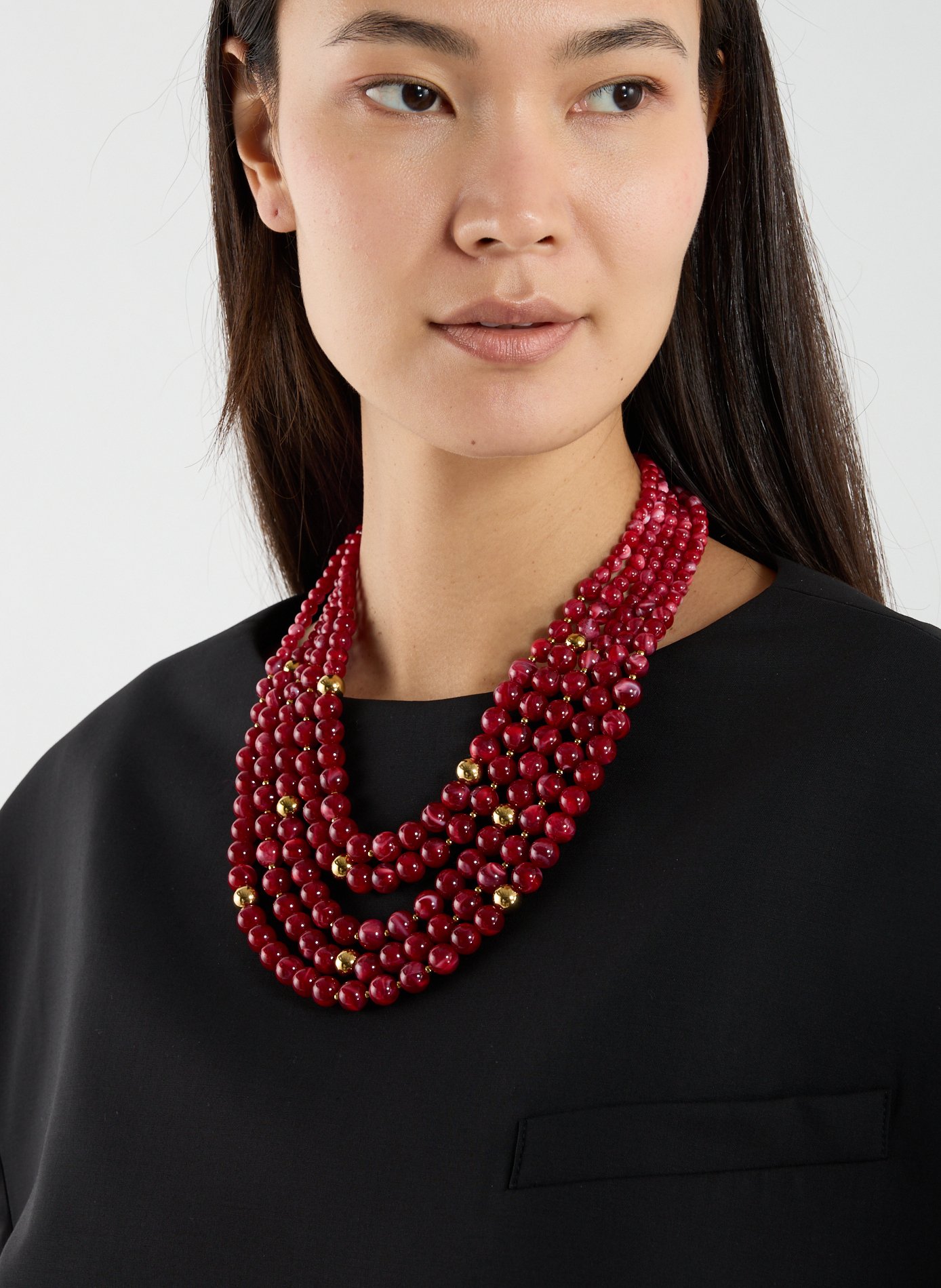 Collier à cinq rangés AU PRINTEMPS PARIS Rouge