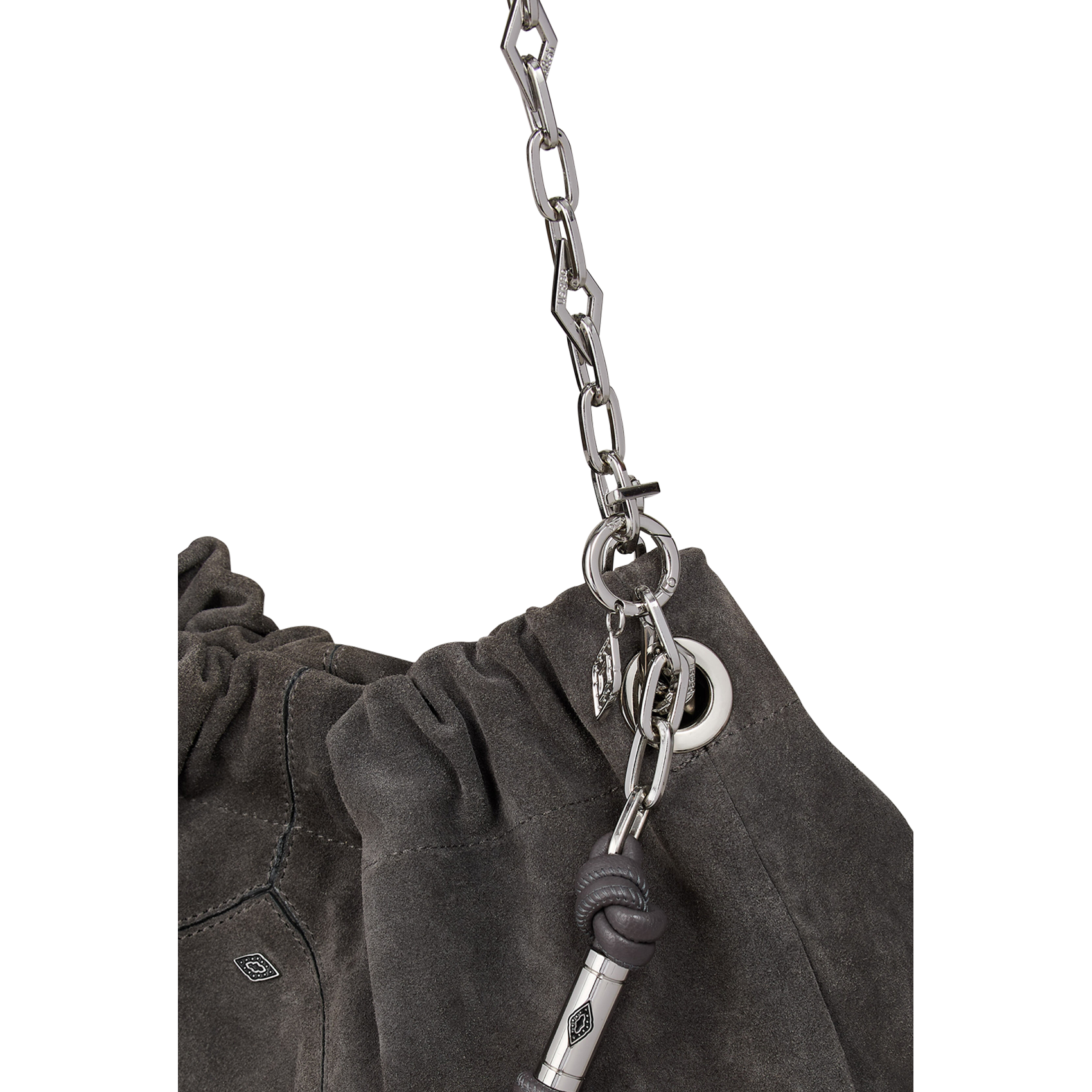 Sac tote épaule à chaîne en cuir velours june tote BA&SH Gris