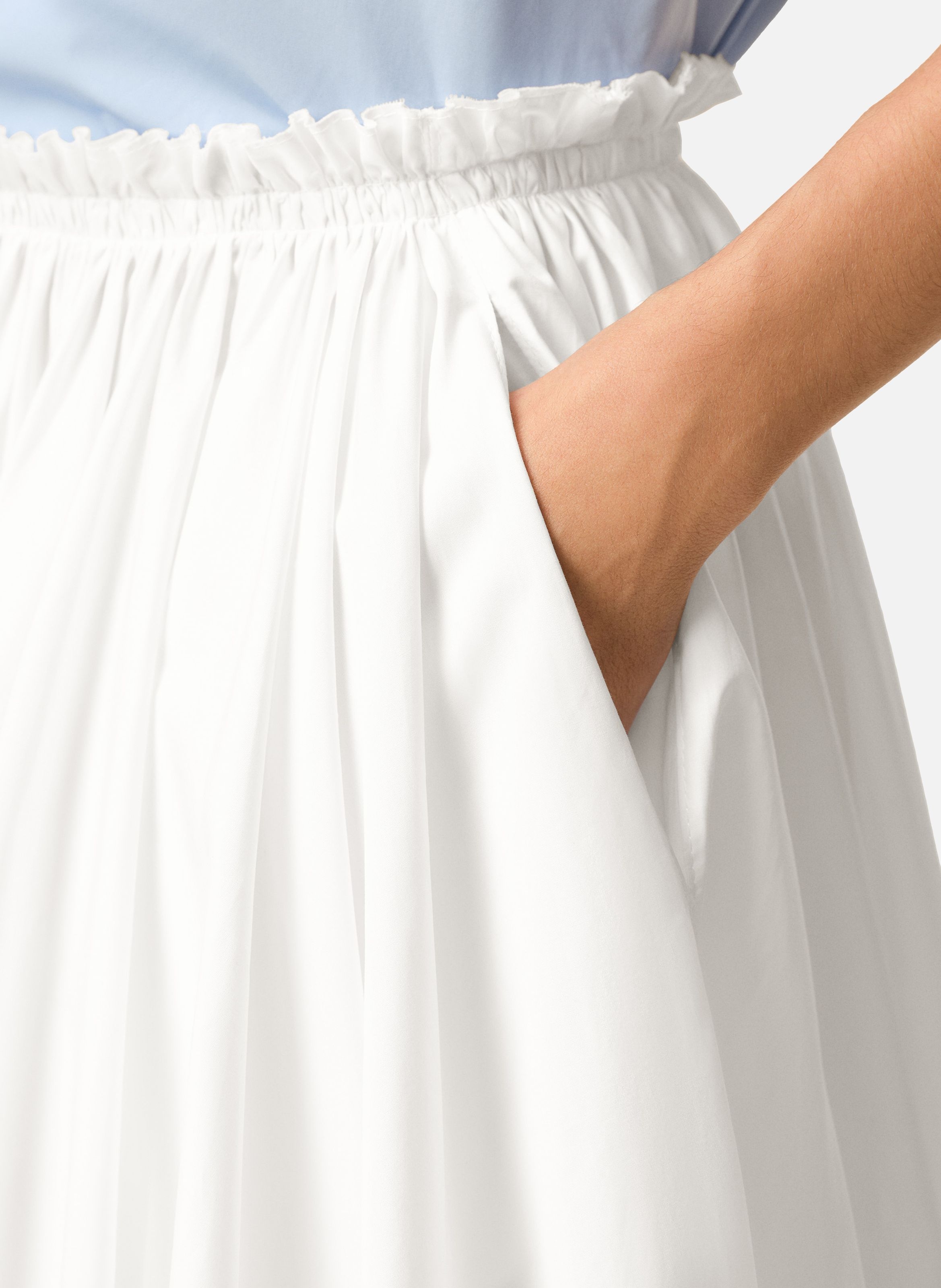 Jupe corolle midi en coton AMI PARIS Blanc