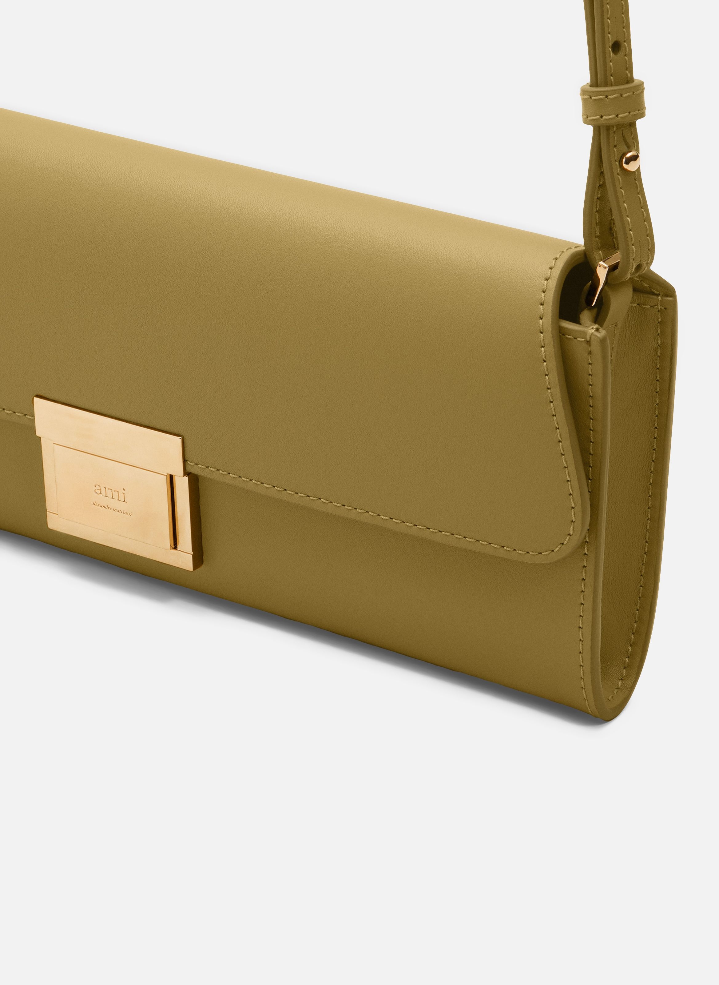 Pochette mimi en cuir lisse unisexe AMI PARIS Vert
