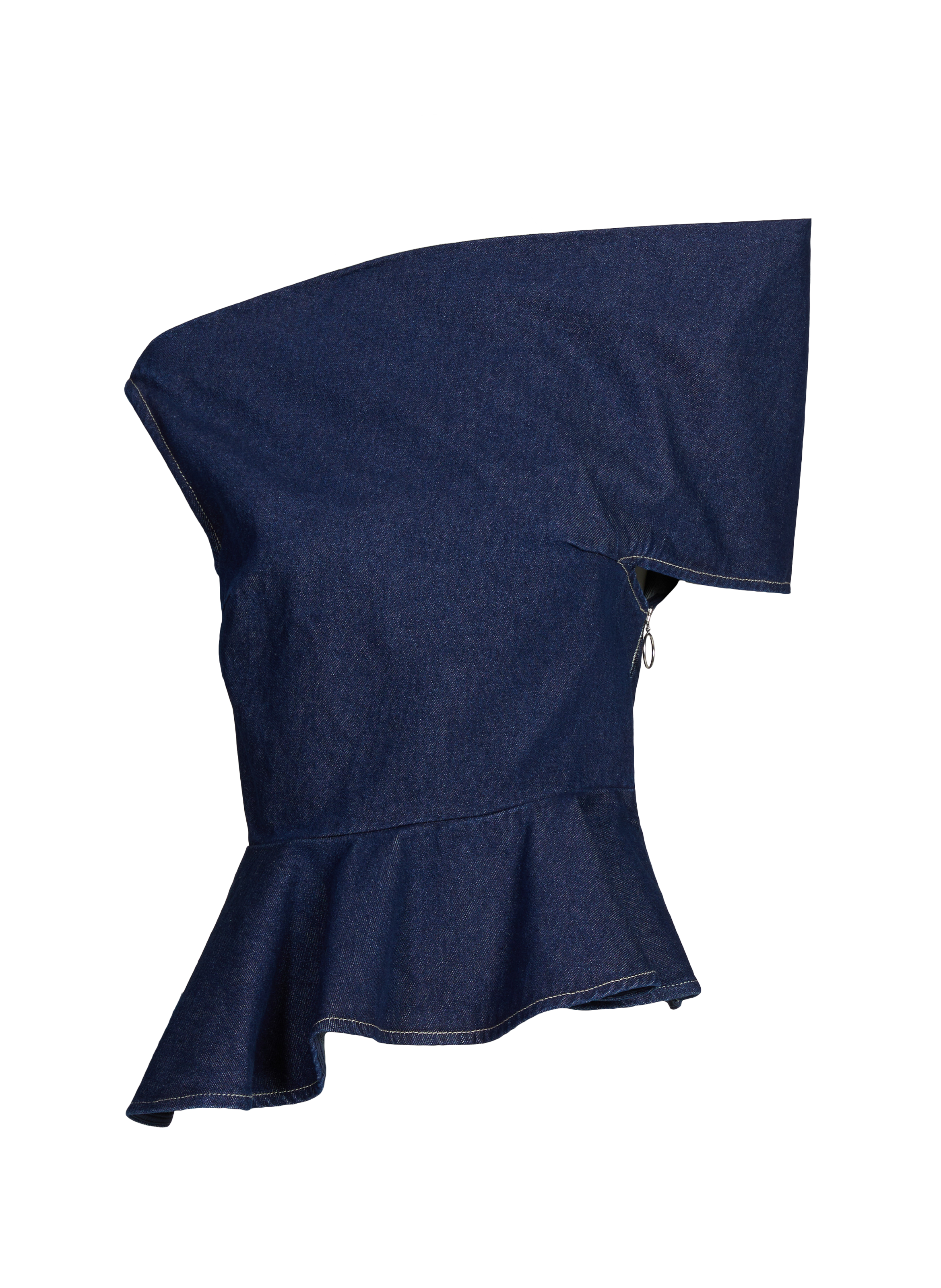 MARQUES ALMEIDA Top denim asymétrique en coton Bleu