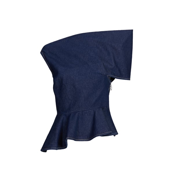 Top denim asymétrique en coton Top denim asymétrique en coton