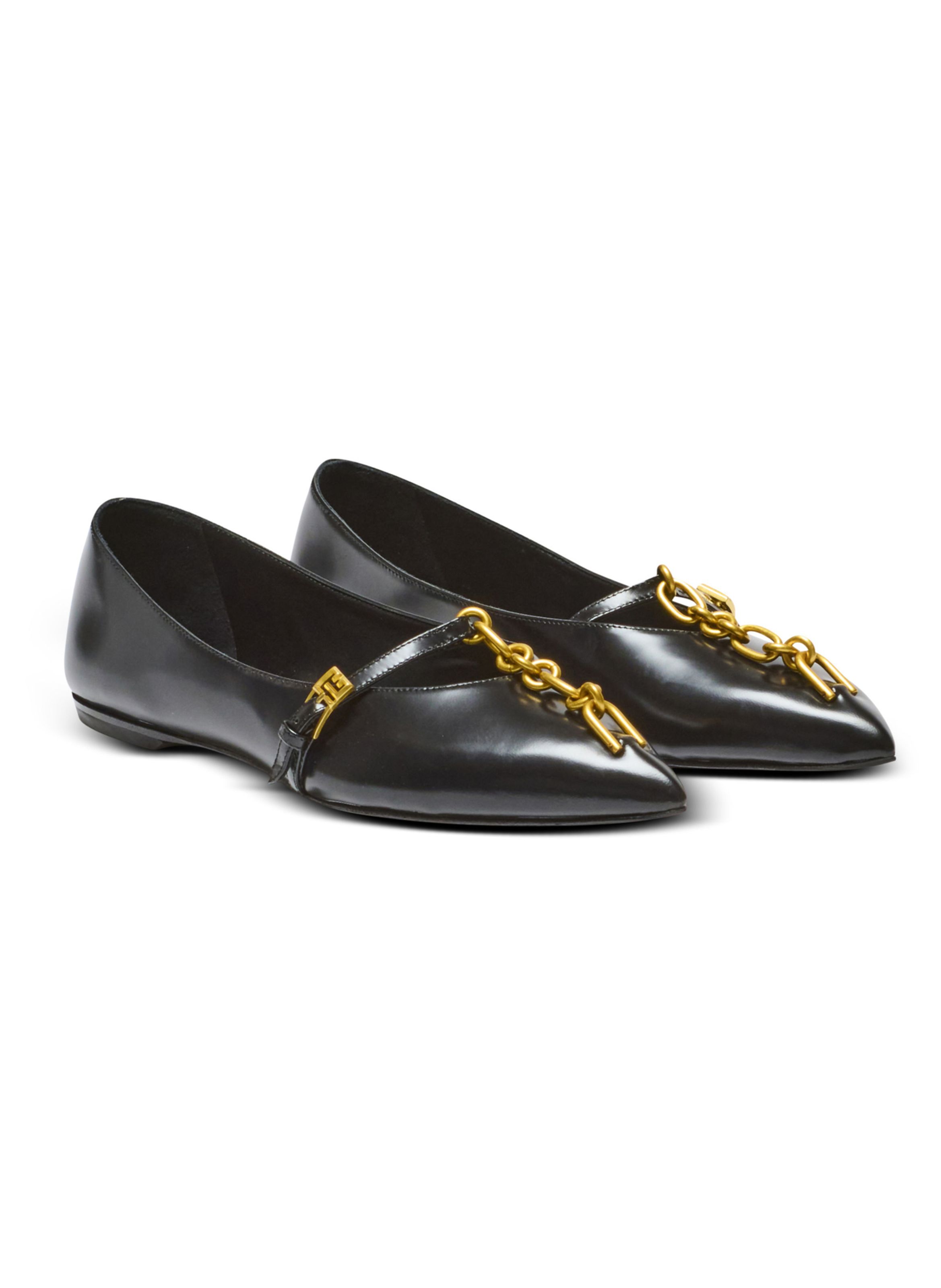 Ballerines sync en cuir d’agneau brillant BALMAIN Noir