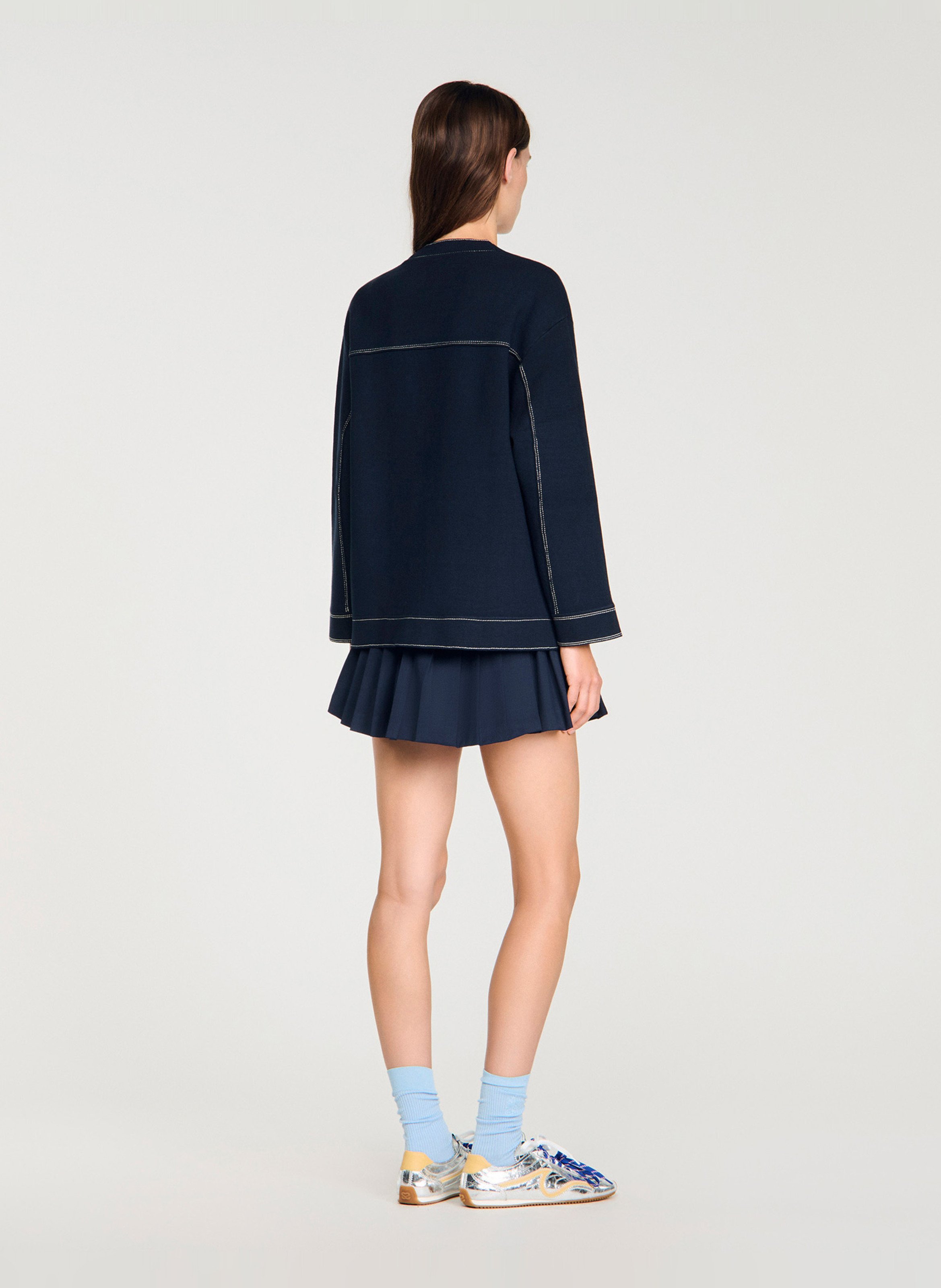 Cardigan droit col rond SANDRO Bleu