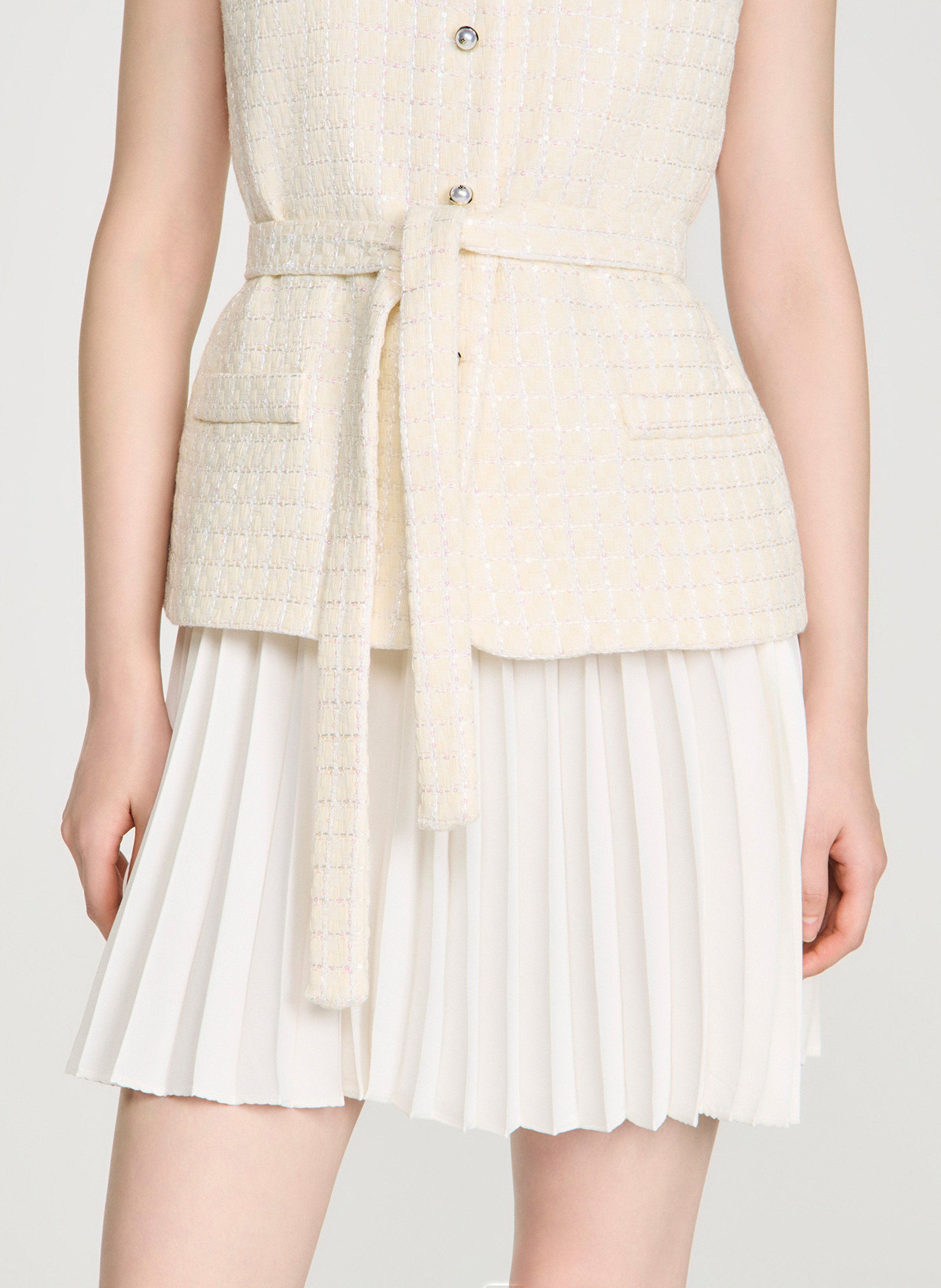 Robe courte col rond SANDRO Beige