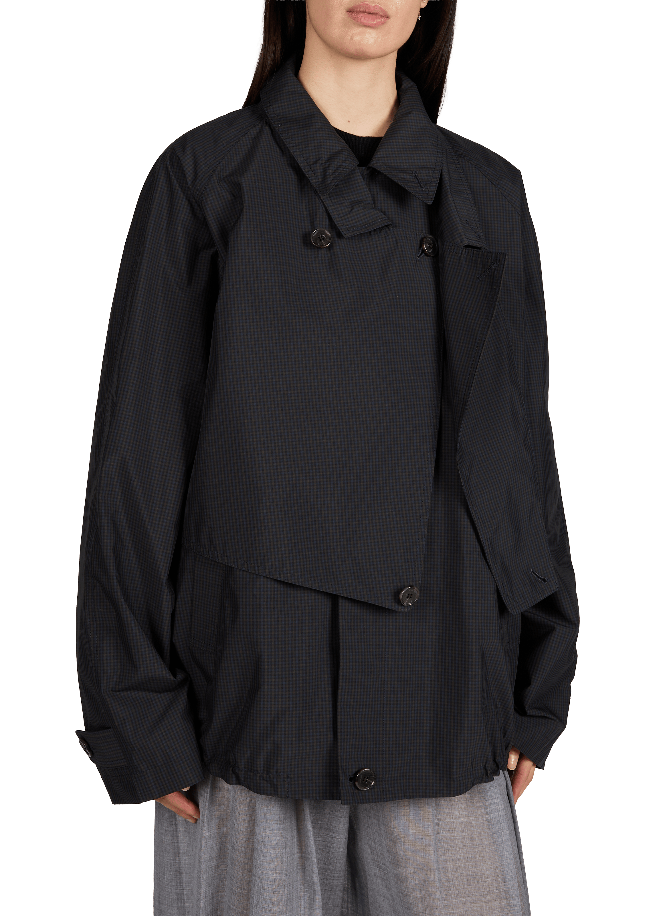 Printed cotton blend trench coat TIBI Blue