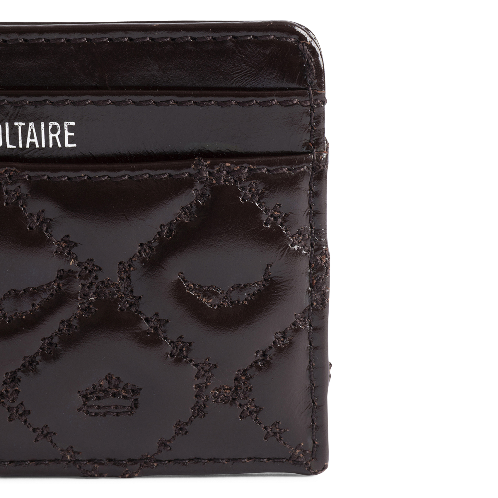 Porte-cartes en cuir verni zv pass ZADIG&VOLTAIRE Marron