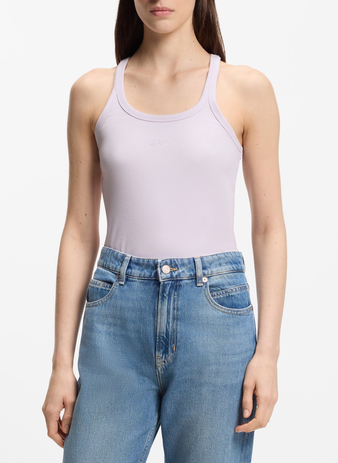 Débardeur ajusté en tissu côtelé BOSS Violet