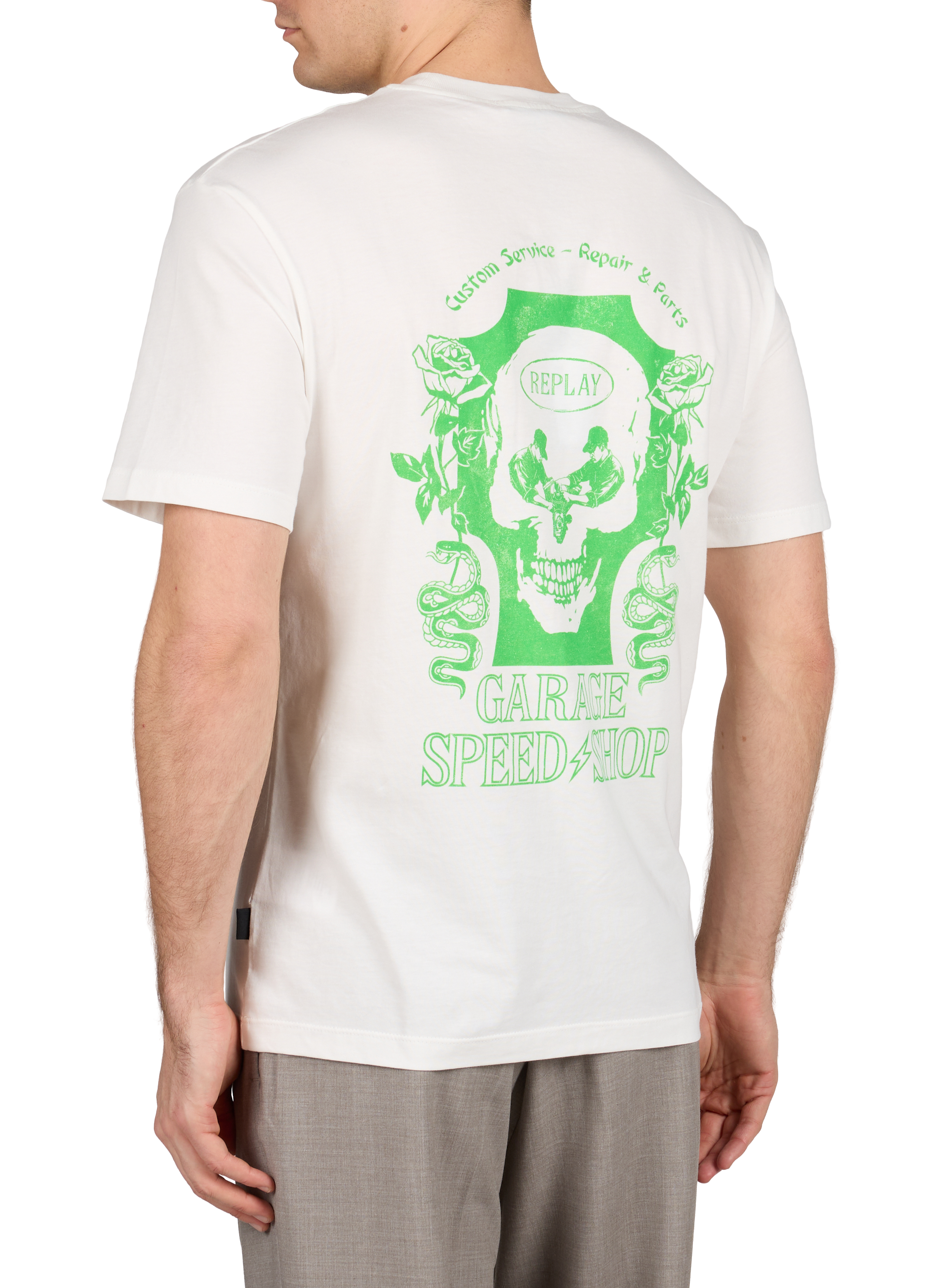 T-shirt imprimé en coton REPLAY Blanc