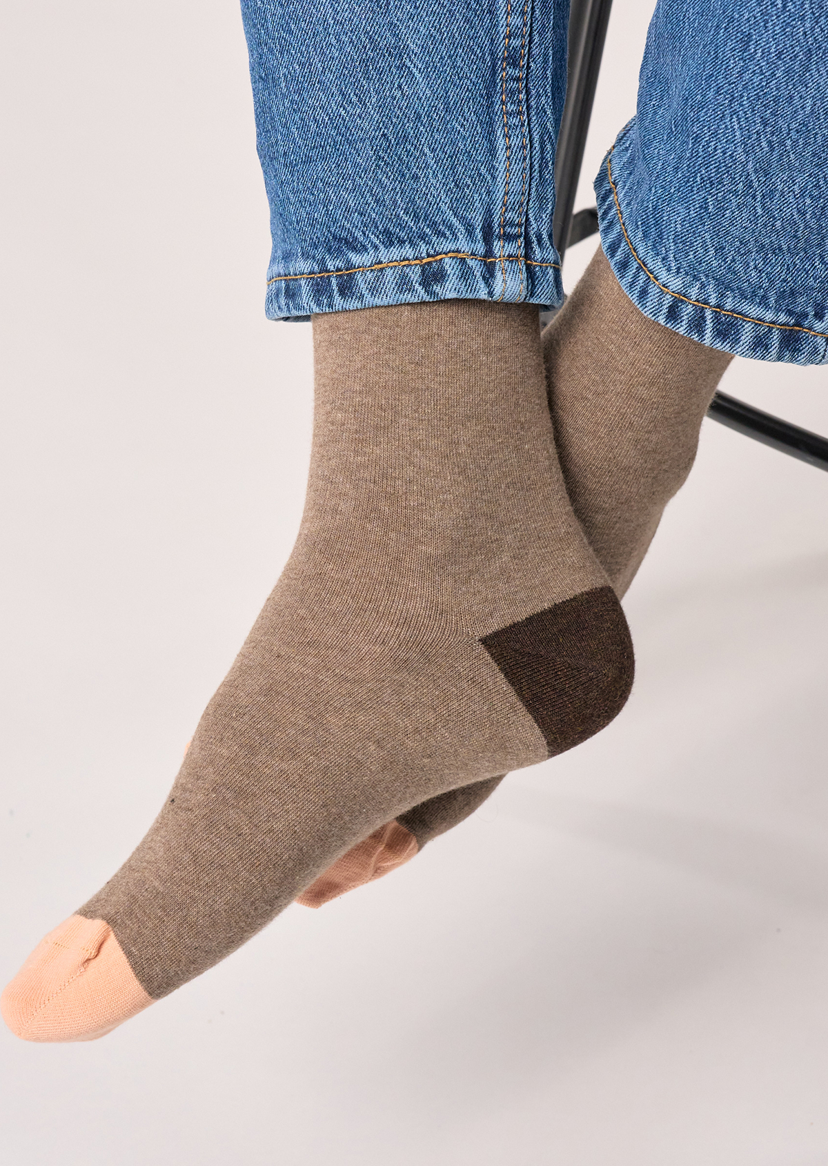 Chaussettes en coton peigné unies BILLYBELT Marron
