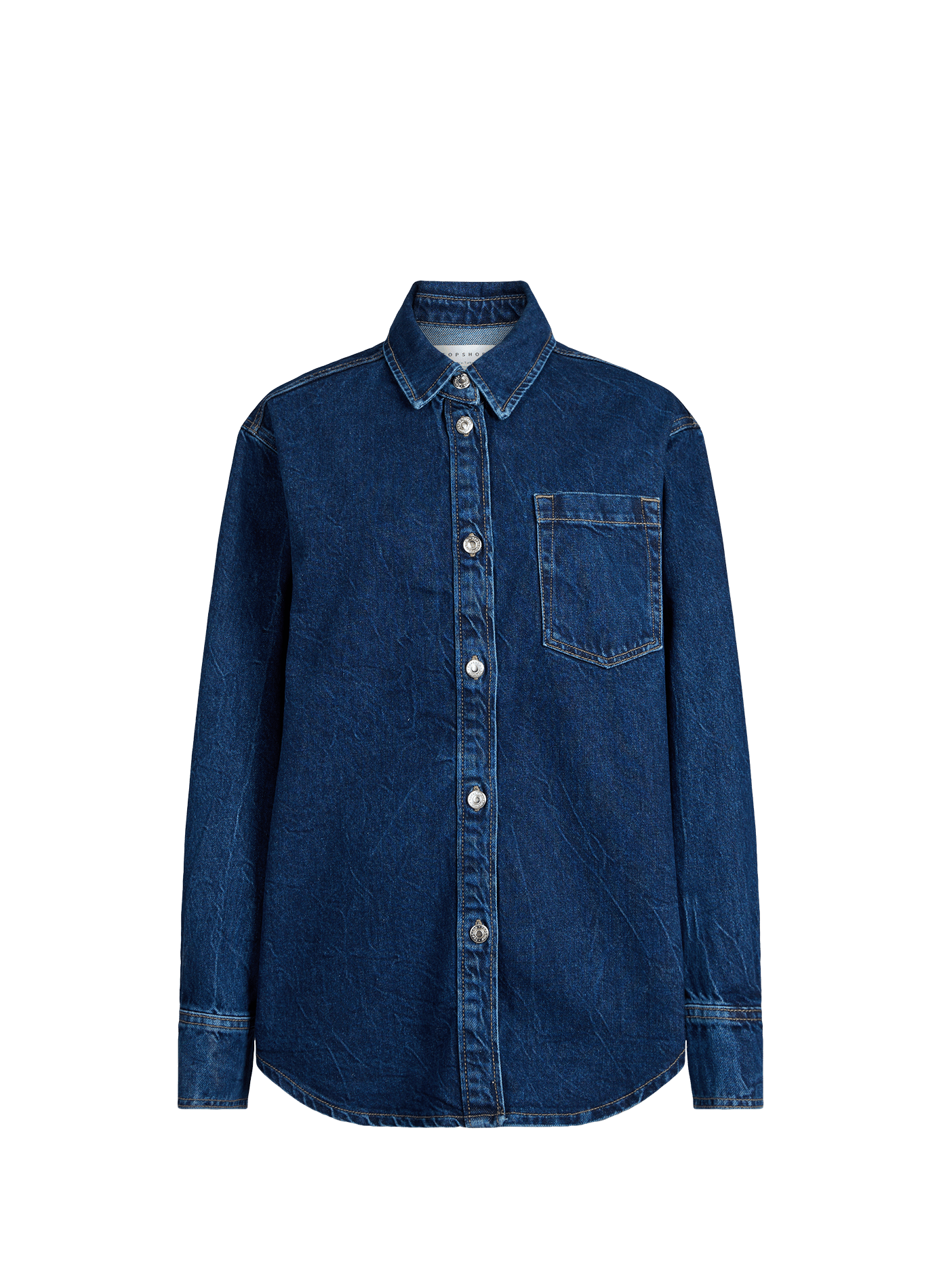 Veste denim col classique en coton TOPSHOP Bleu