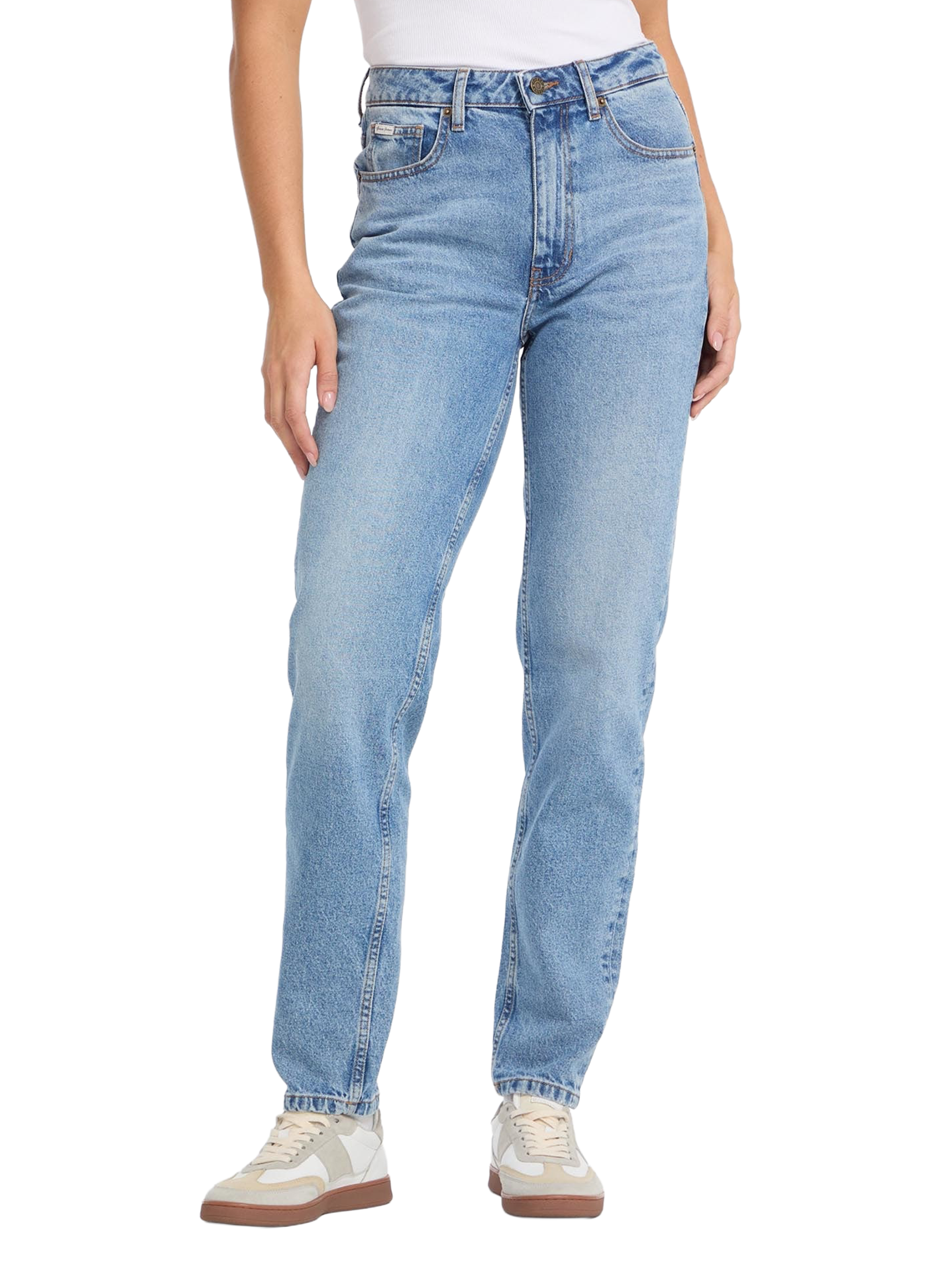 Washed denim boyfriend jeans in blended cotton GUESS Blue