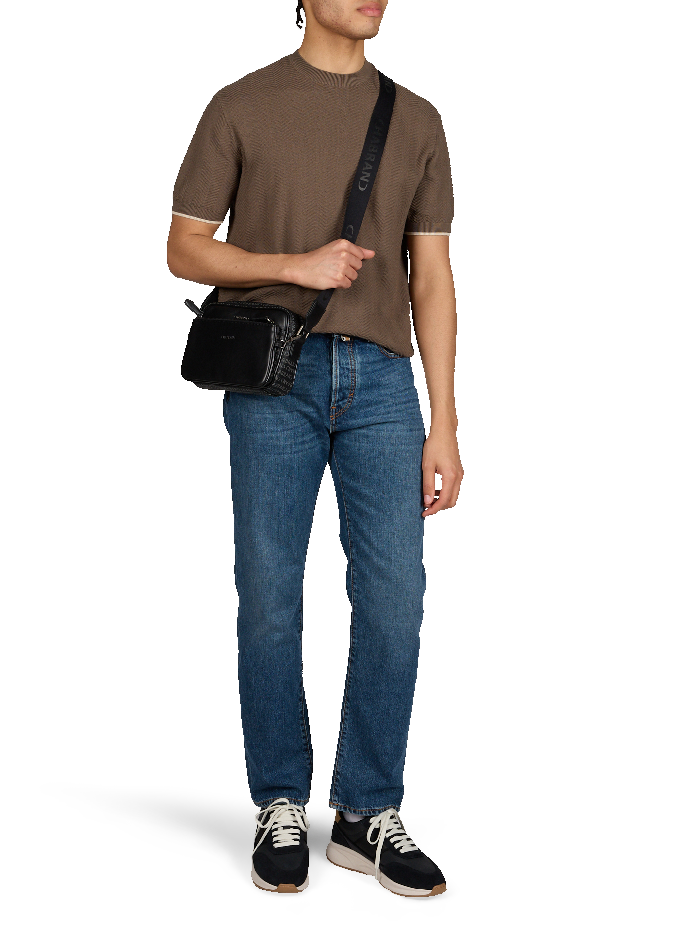 Round neck piqué cotton t-shirt EMPORIO ARMANI Brown