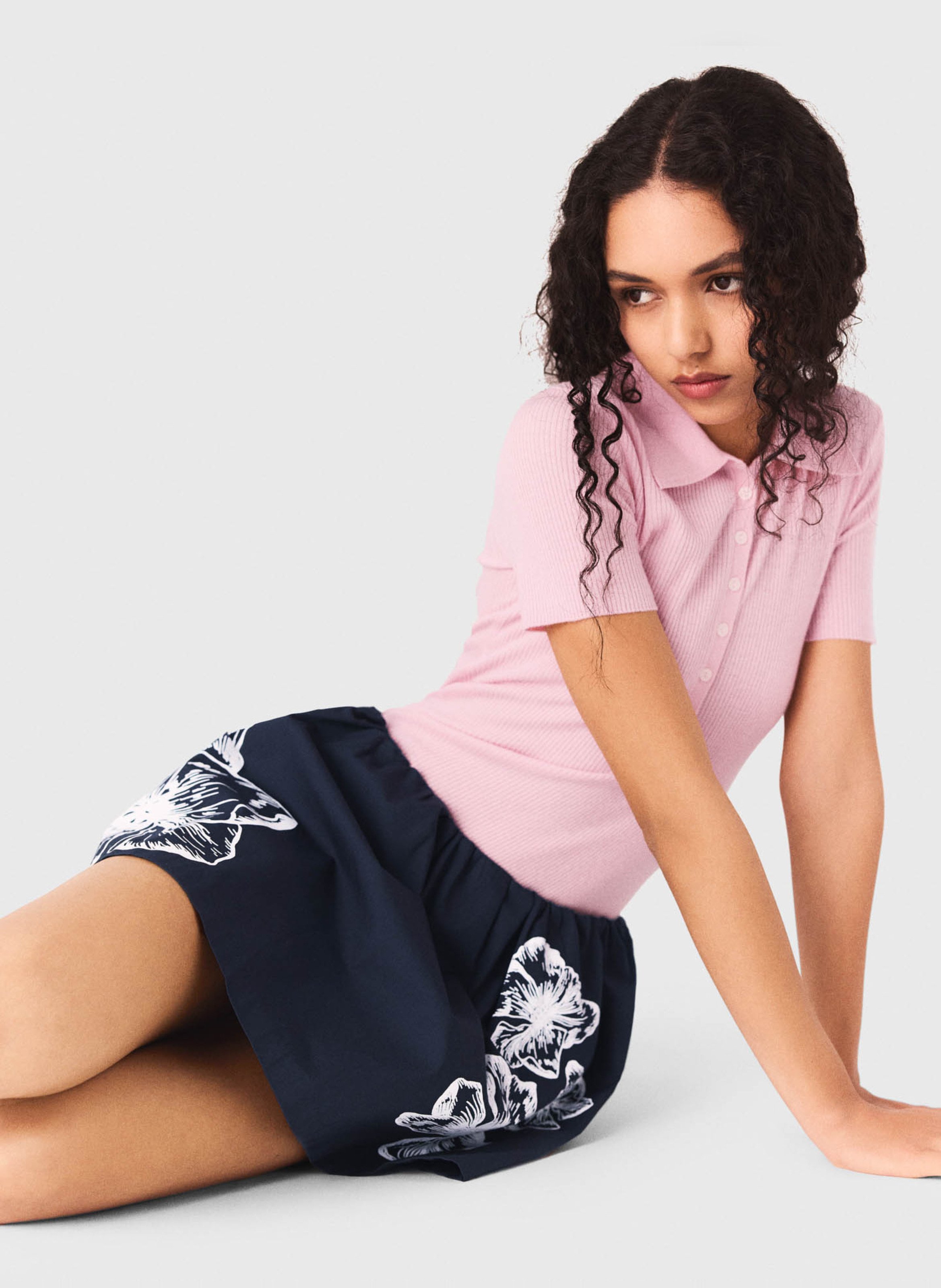 Jupe courte à imprimé floral MAJE Bleu