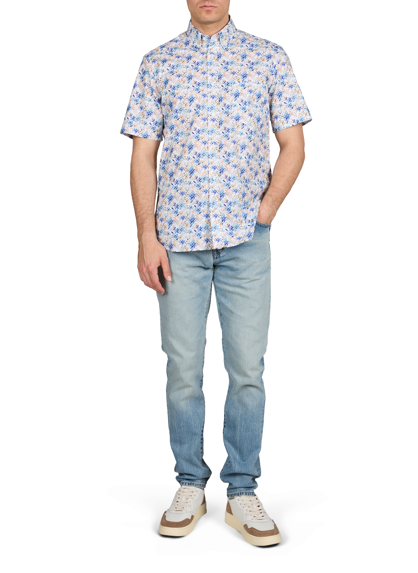 Five-pocket cotton blend jeans EDWIN Blue