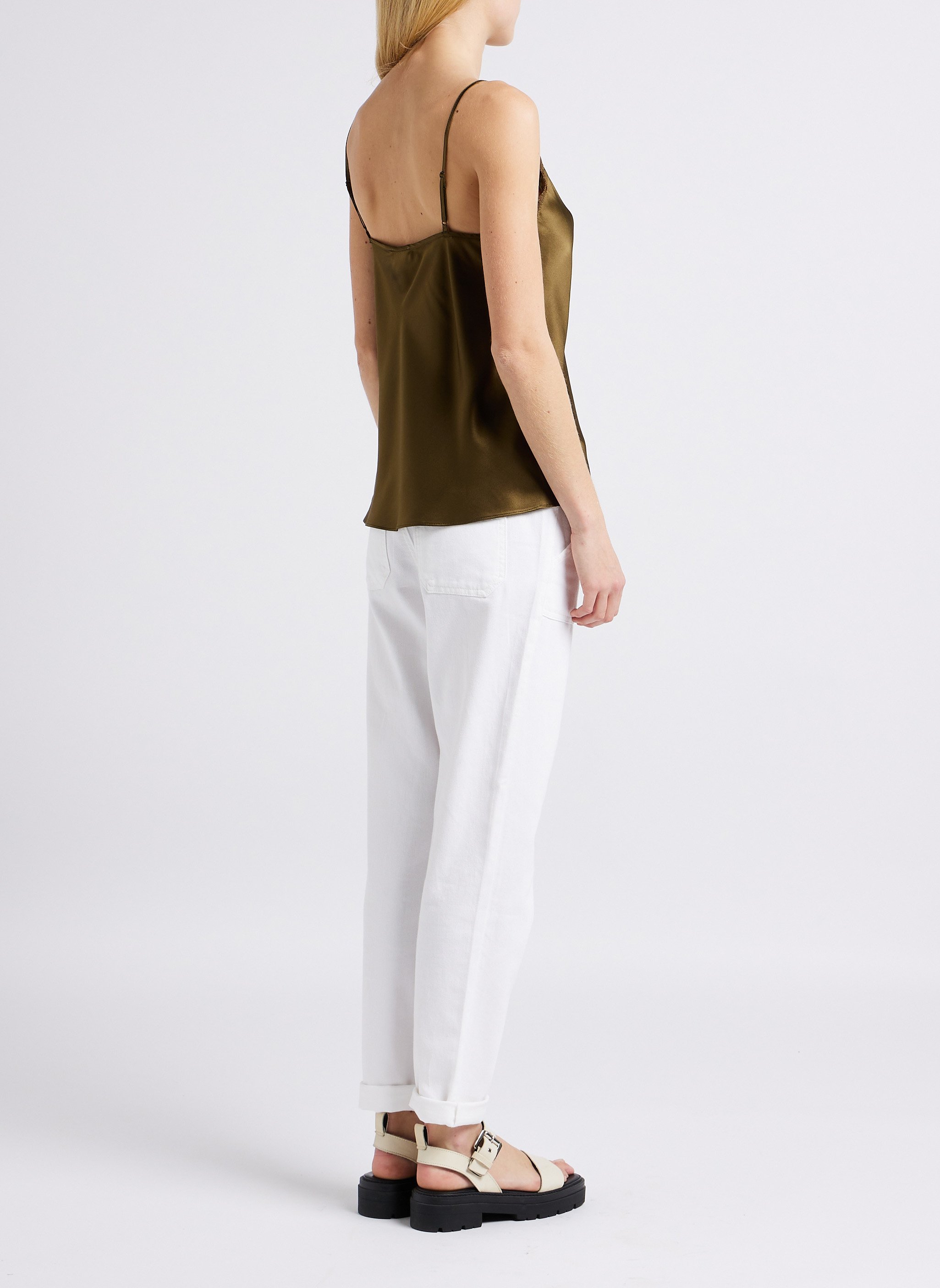 Pantalon slim taille haute en coton nalla MAISON 123 Blanc